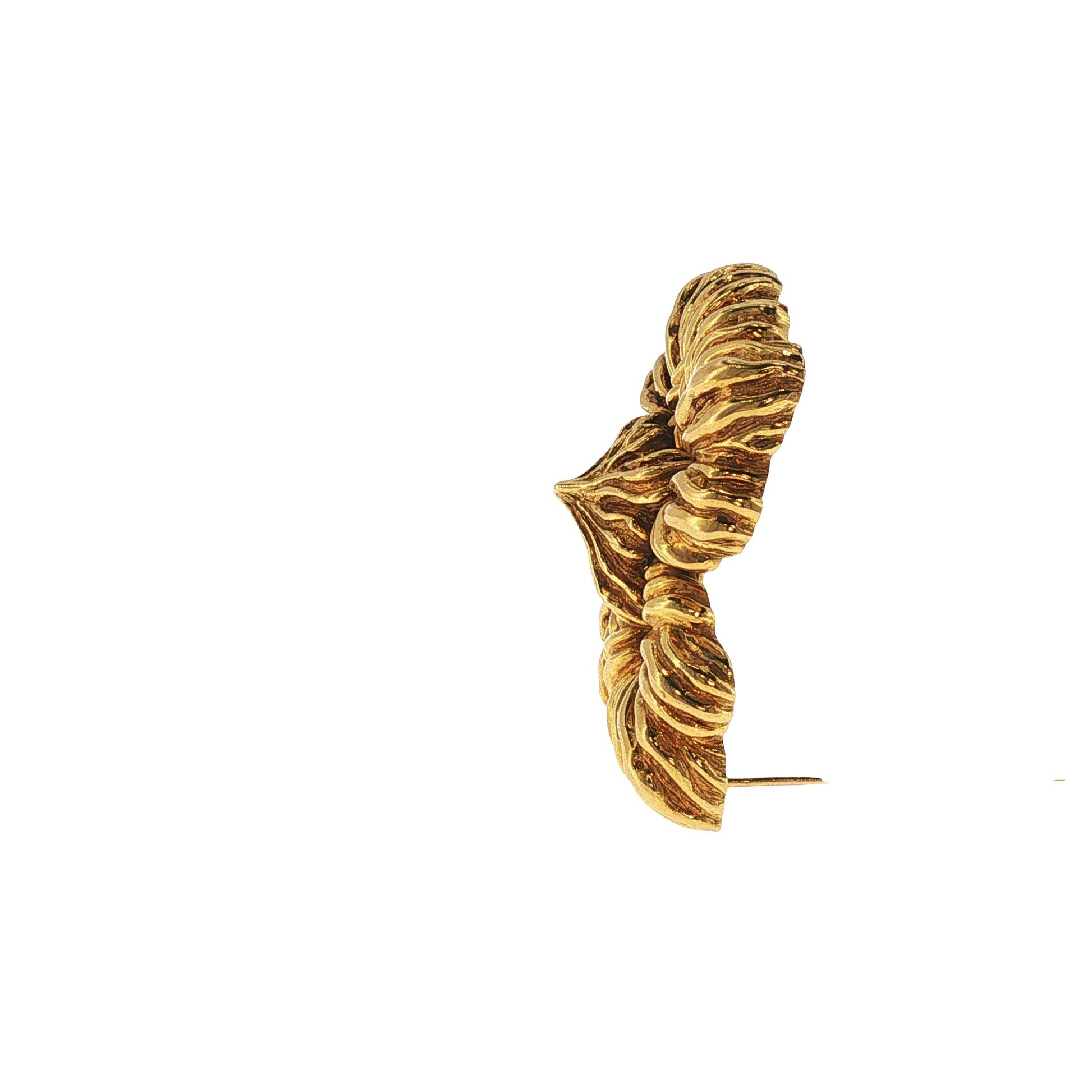 Large David Webb 18K Yellow Gold Convertible Floral Brooch Pendant