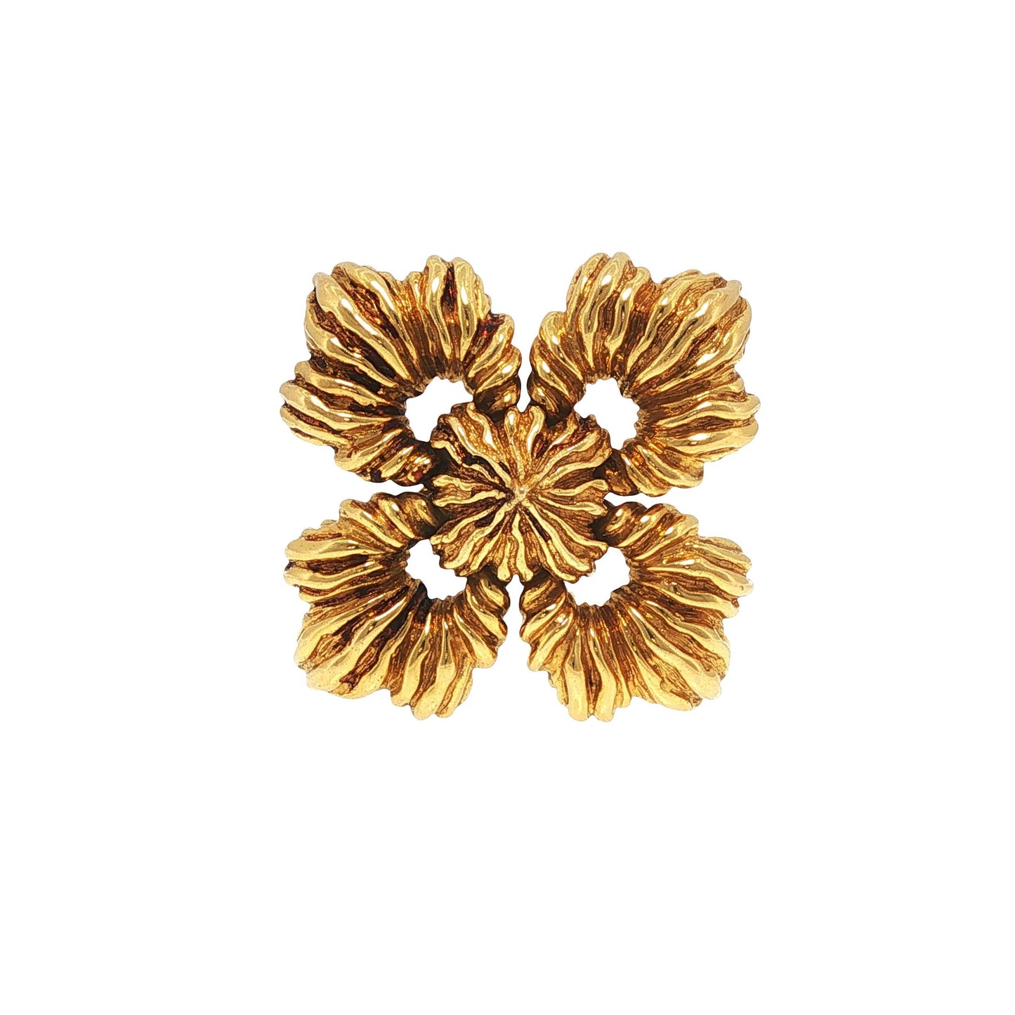 Large David Webb 18K Yellow Gold Convertible Floral Brooch Pendant