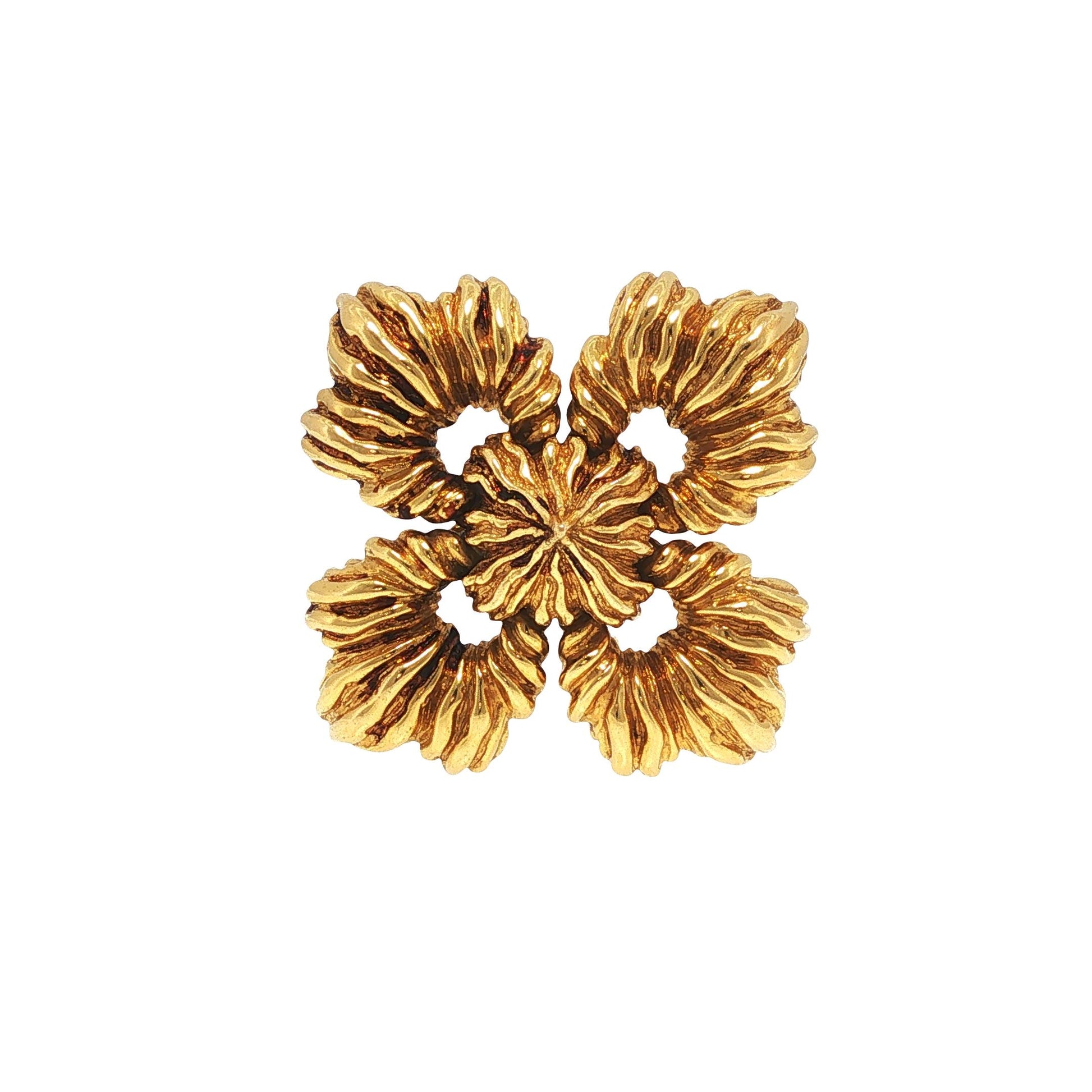 Large David Webb 18K Yellow Gold Convertible Floral Brooch Pendant