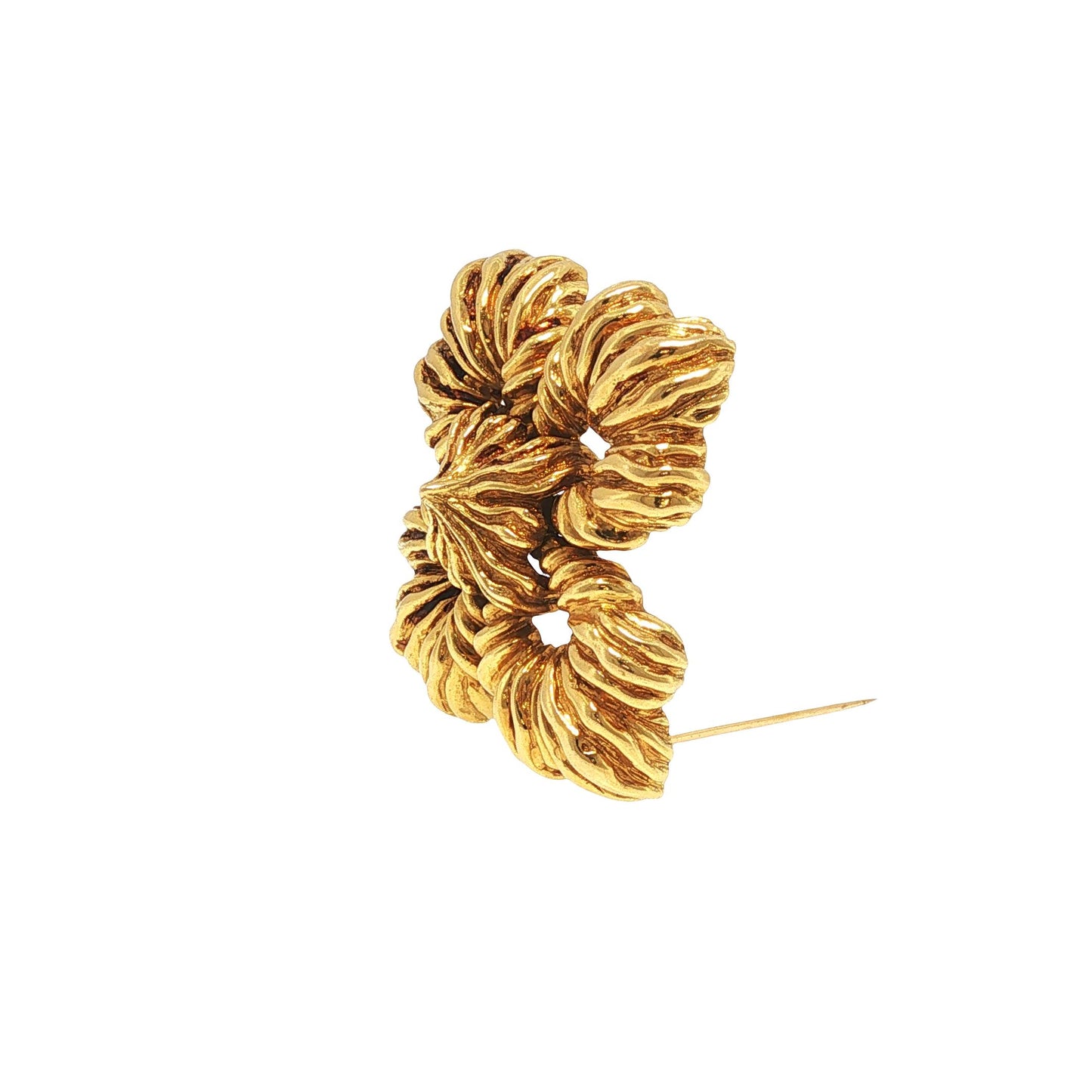 Large David Webb 18K Yellow Gold Convertible Floral Brooch Pendant