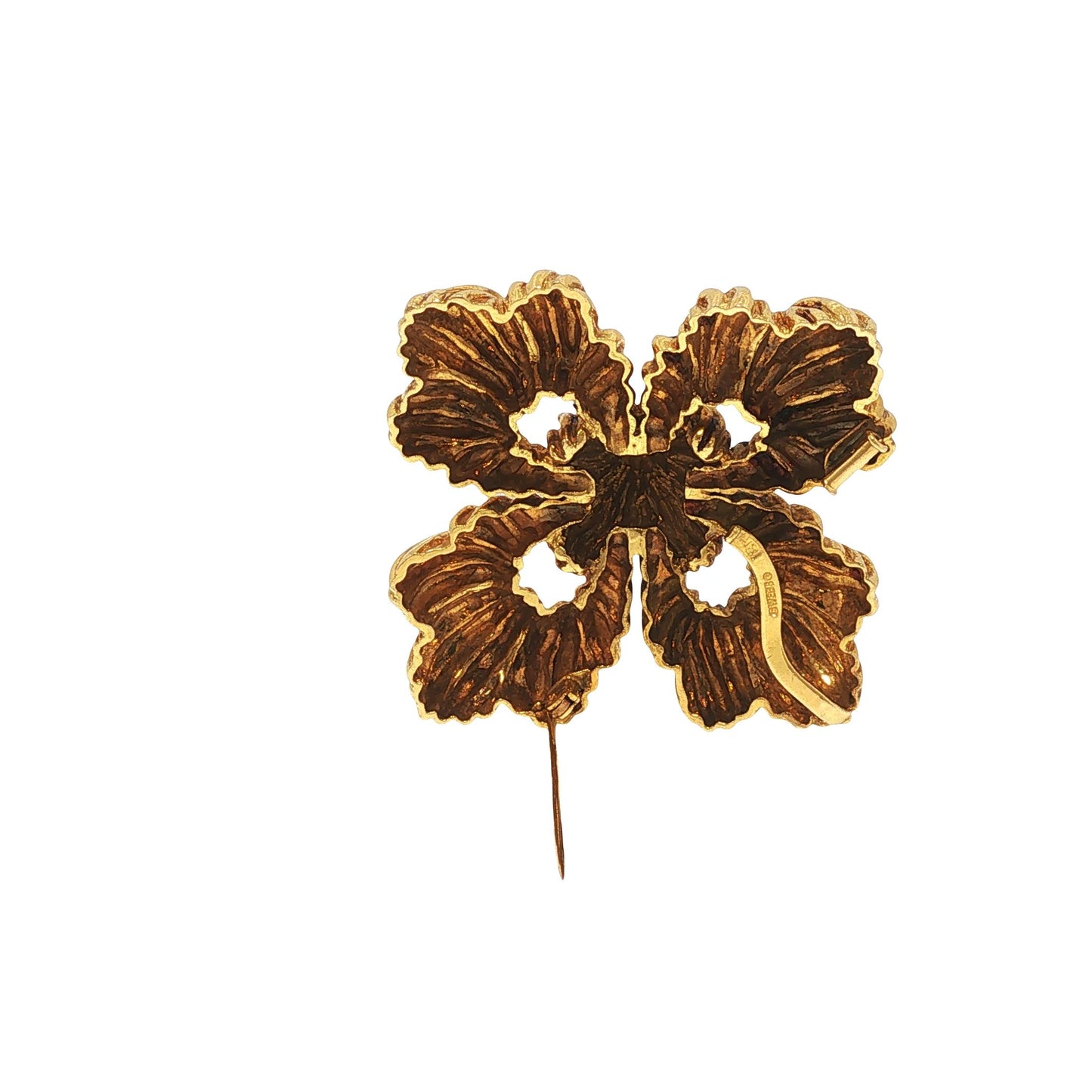 Large David Webb 18K Yellow Gold Convertible Floral Brooch Pendant