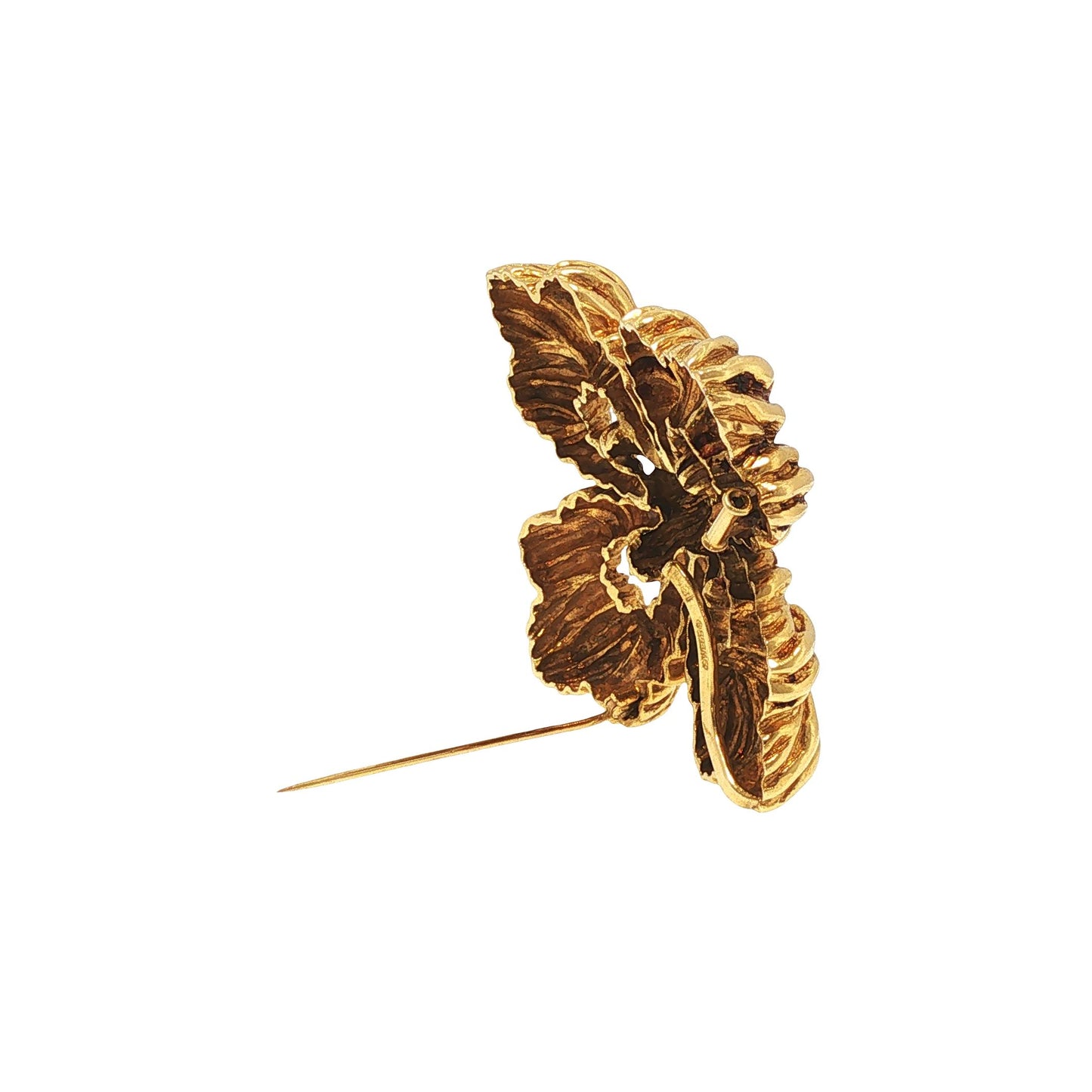 Large David Webb 18K Yellow Gold Convertible Floral Brooch Pendant