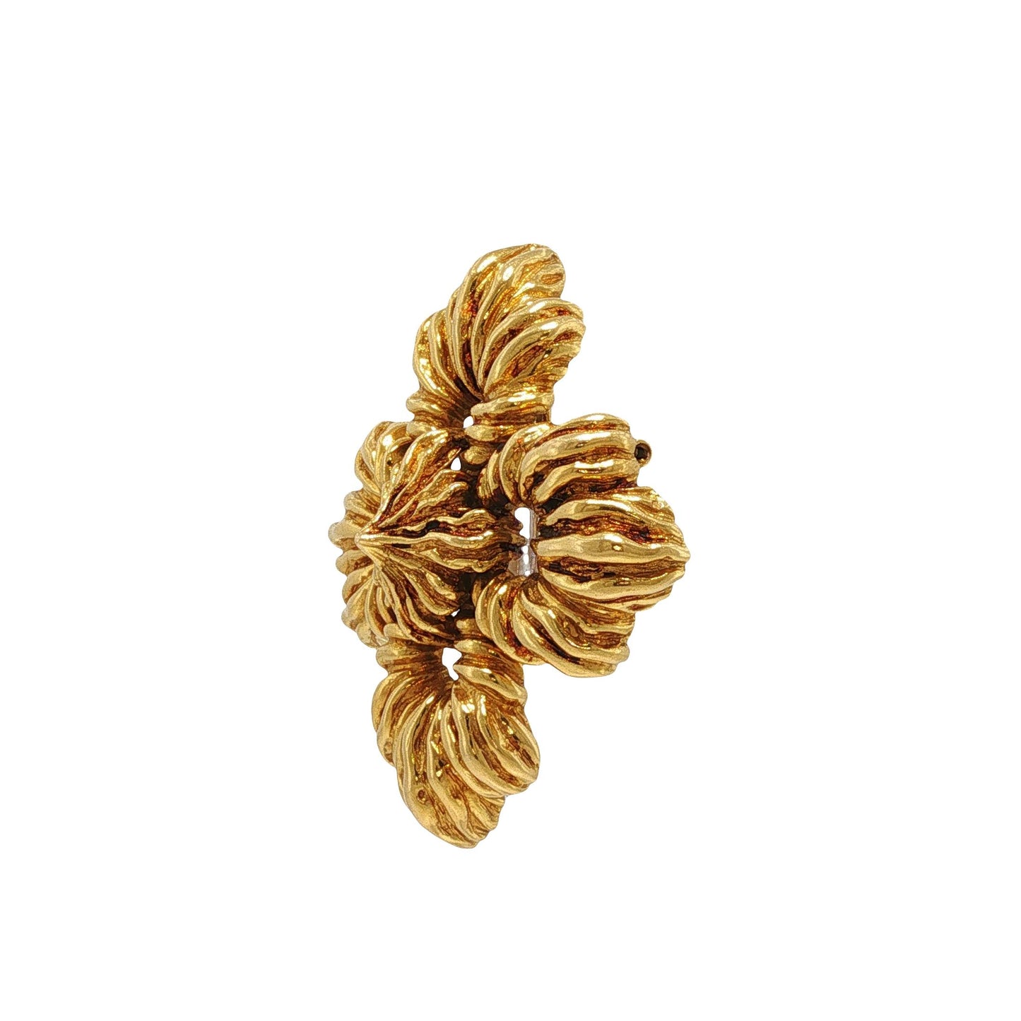 Large David Webb 18K Yellow Gold Convertible Floral Brooch Pendant