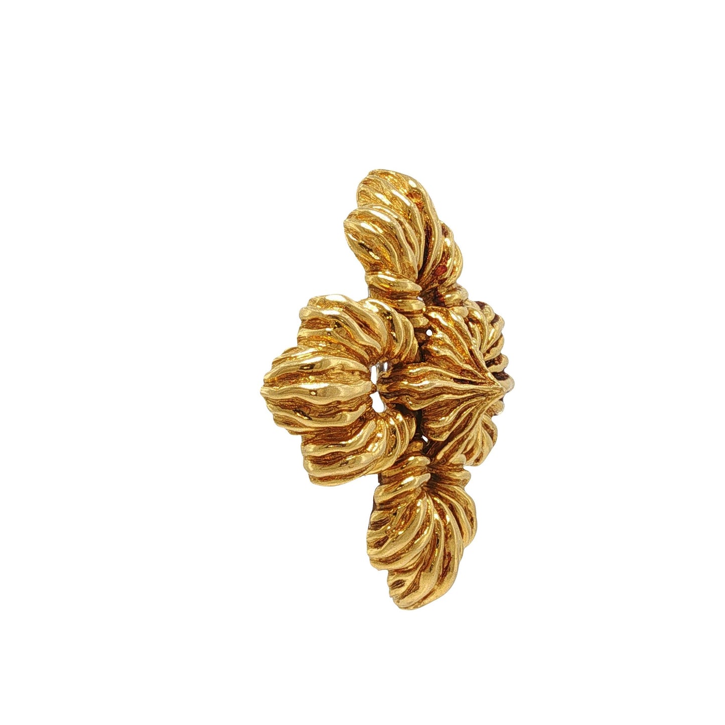 Large David Webb 18K Yellow Gold Convertible Floral Brooch Pendant
