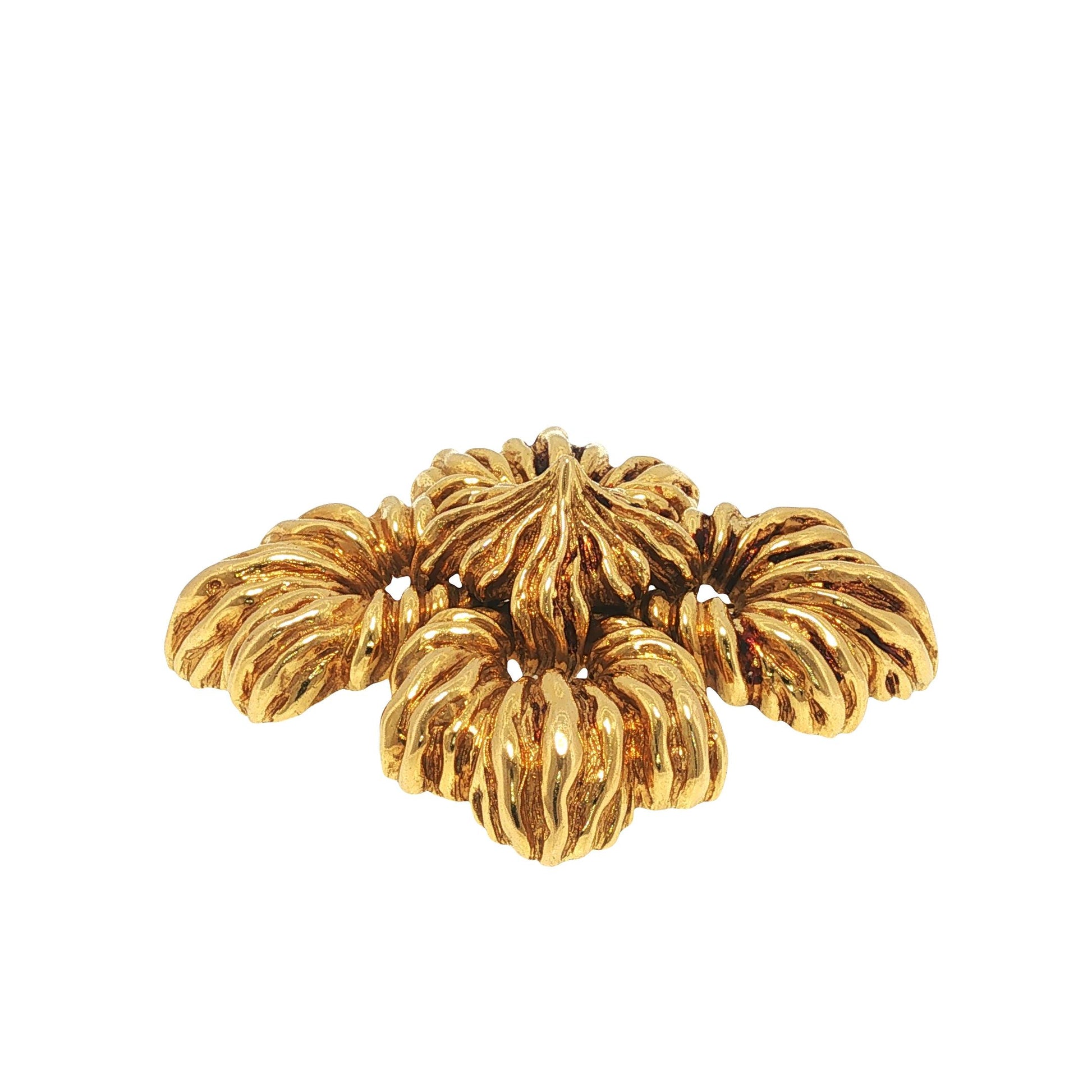 Large David Webb 18K Yellow Gold Convertible Floral Brooch Pendant