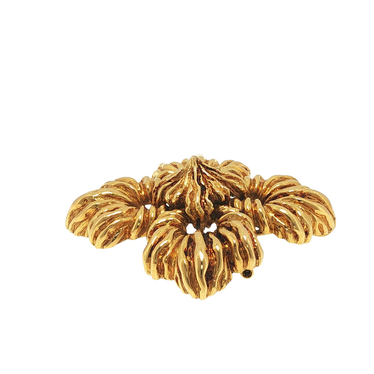Large David Webb 18K Yellow Gold Convertible Floral Brooch Pendant