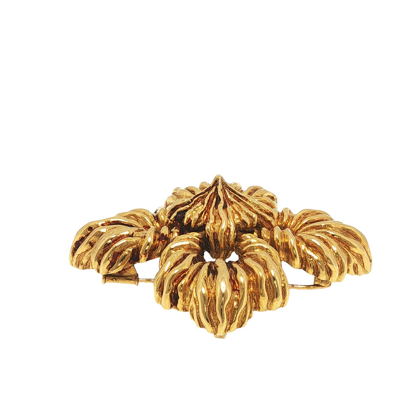 Large David Webb 18K Yellow Gold Convertible Floral Brooch Pendant