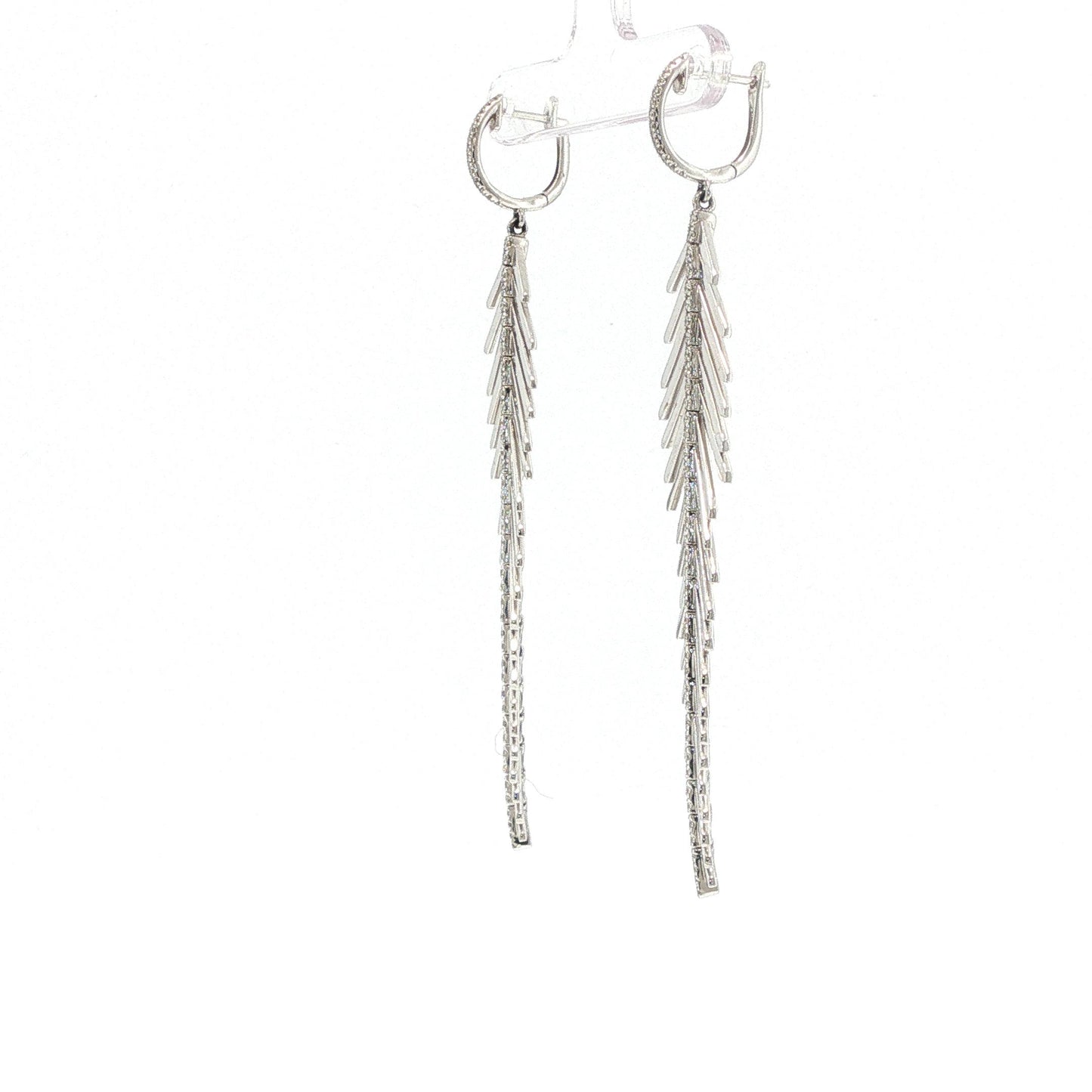 Sidney  Garber 18K White Gold Diamond Feathers That Move Earrings
