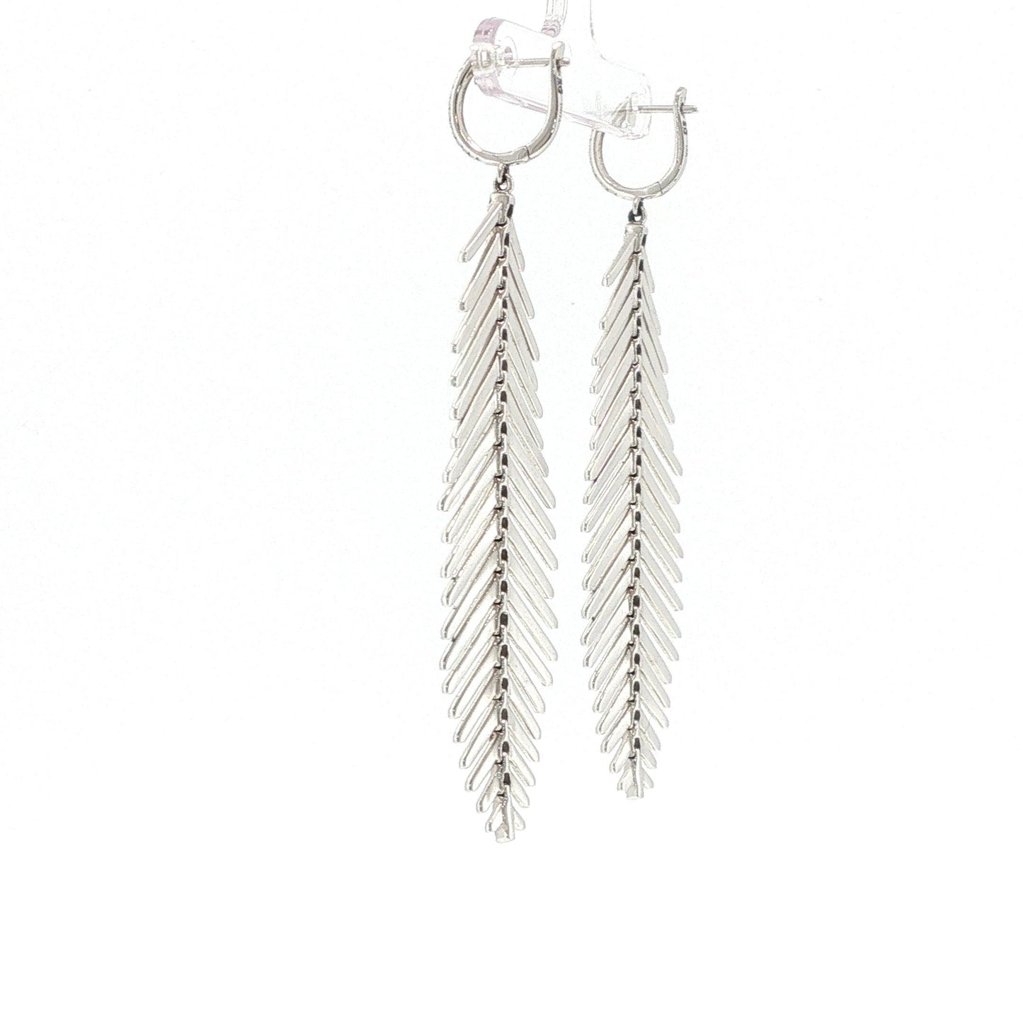 Sidney  Garber 18K White Gold Diamond Feathers That Move Earrings
