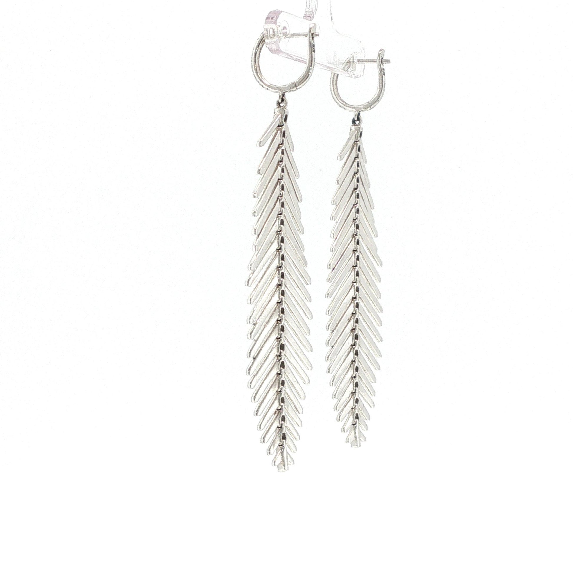 Sidney  Garber 18K White Gold Diamond Feathers That Move Earrings