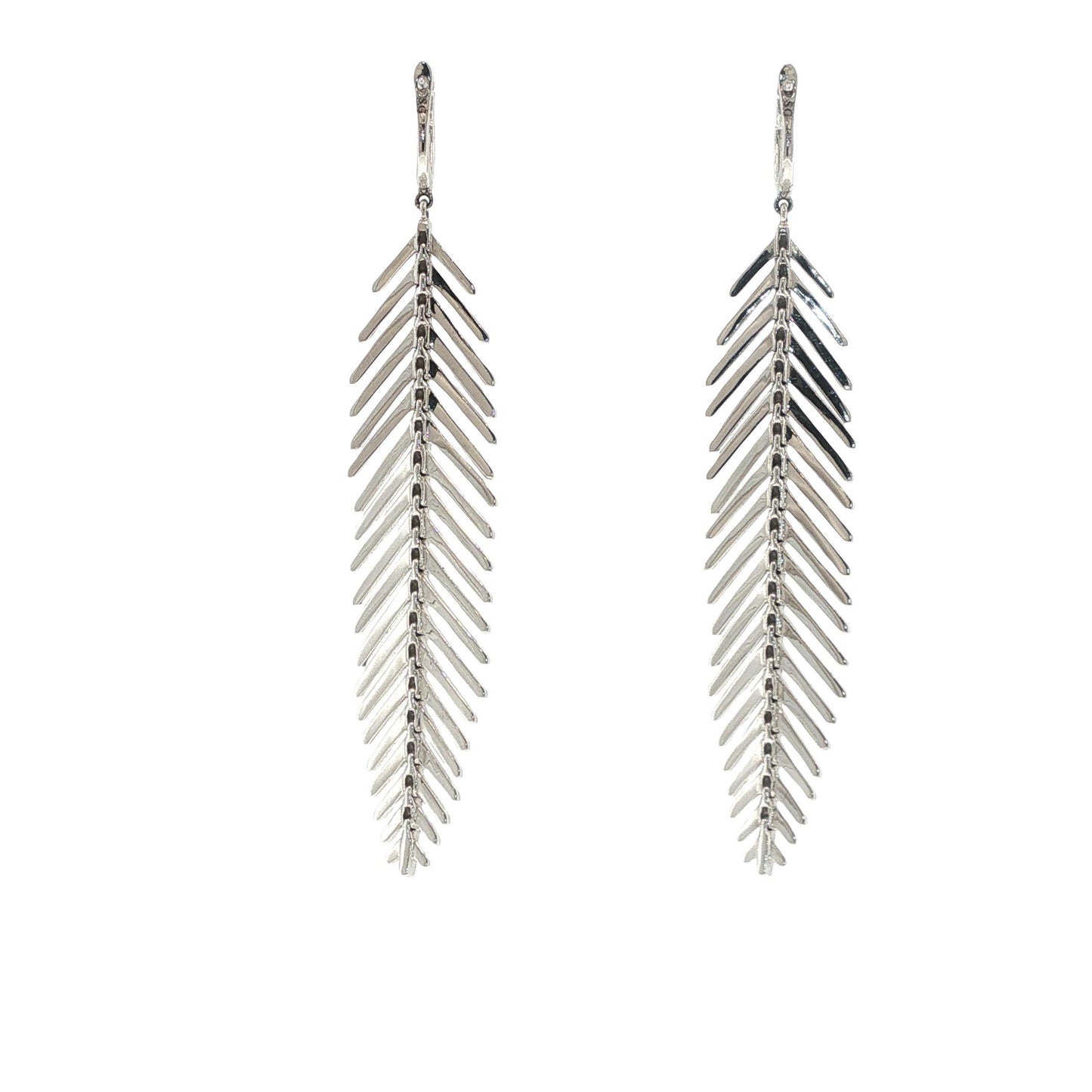 Sidney  Garber 18K White Gold Diamond Feathers That Move Earrings