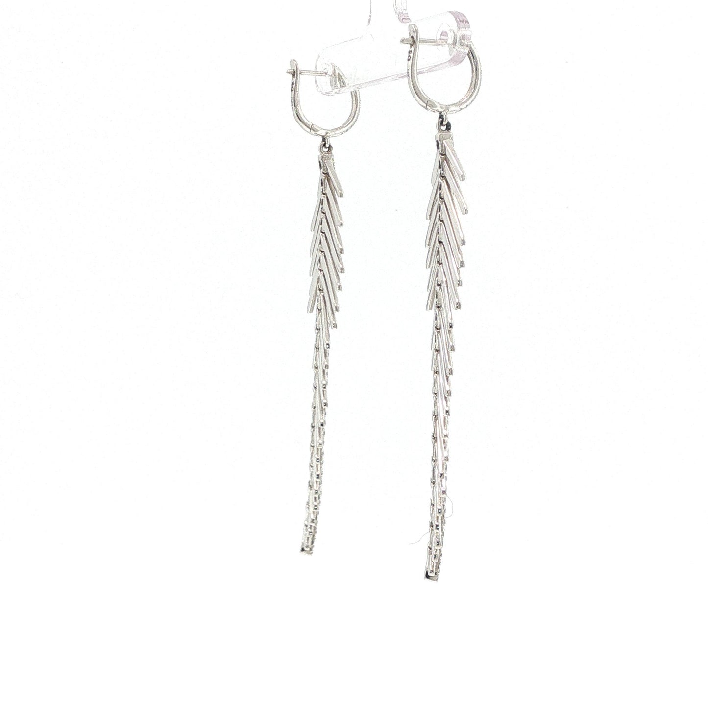 Sidney  Garber 18K White Gold Diamond Feathers That Move Earrings