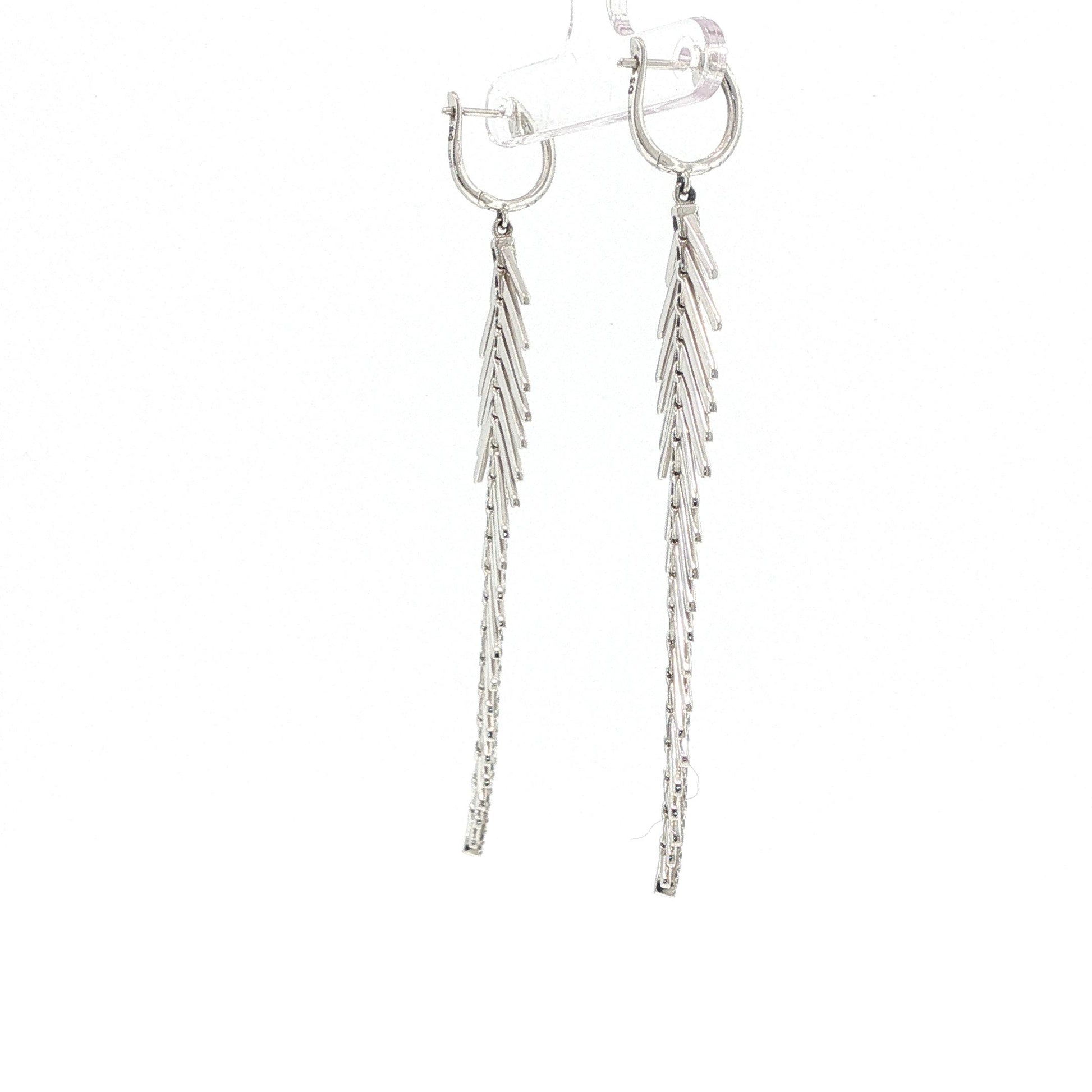Sidney  Garber 18K White Gold Diamond Feathers That Move Earrings