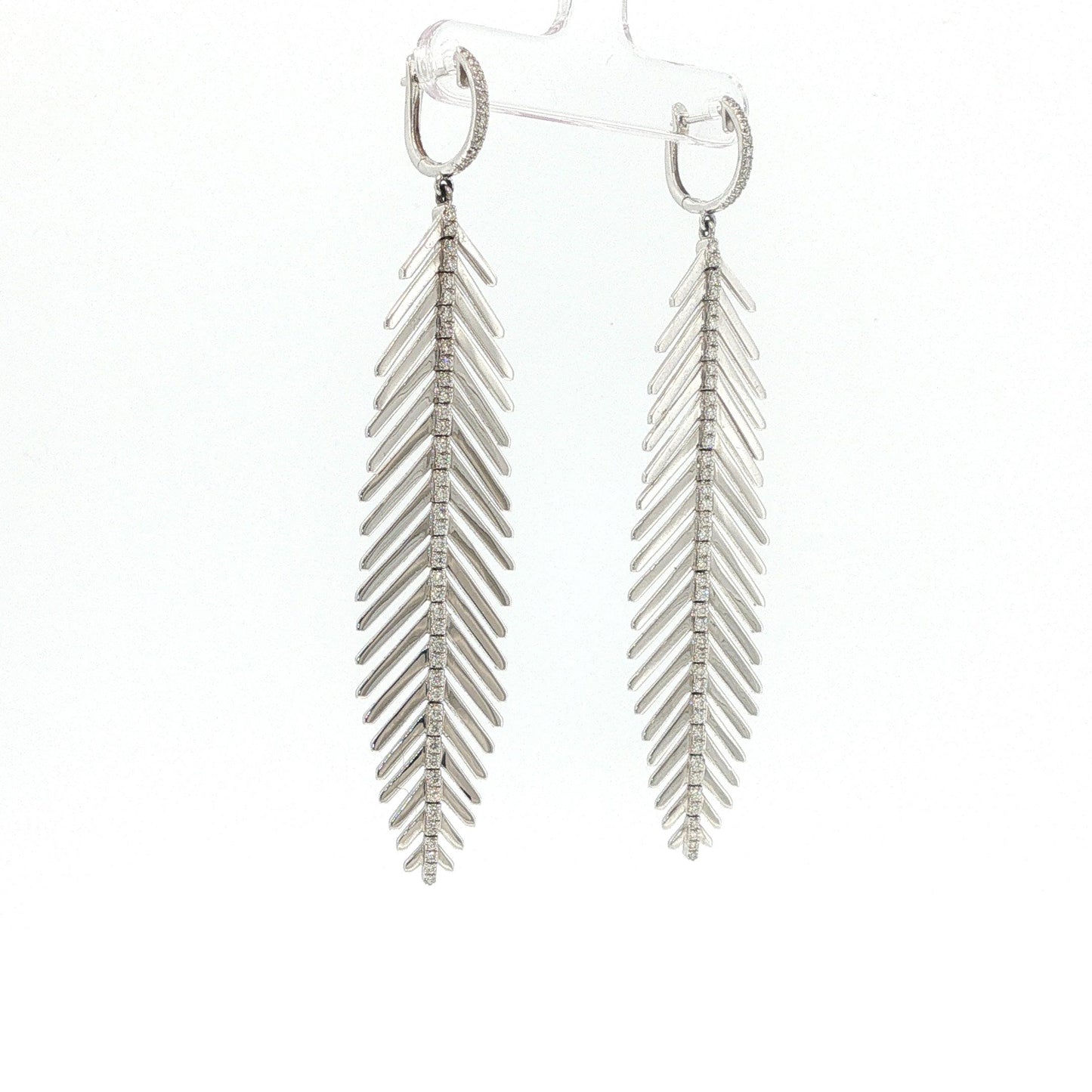 Sidney  Garber 18K White Gold Diamond Feathers That Move Earrings