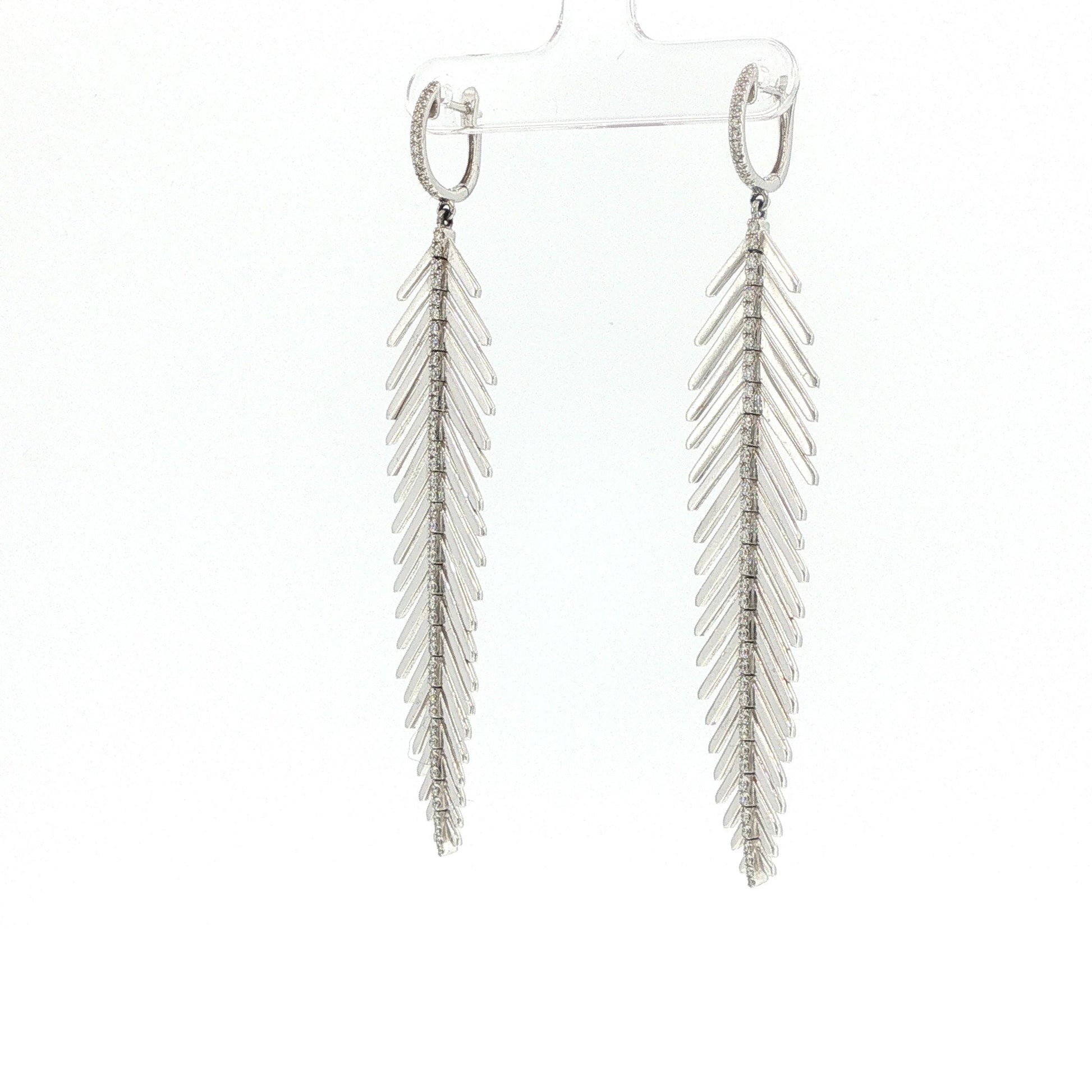 Sidney  Garber 18K White Gold Diamond Feathers That Move Earrings