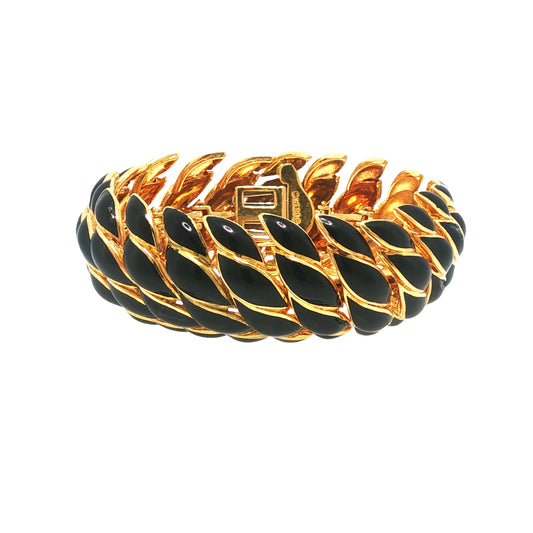 Vintage David Webb 18K Black Enamel Link Bracelet