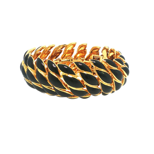 Vintage David Webb 18K Black Enamel Link Bracelet