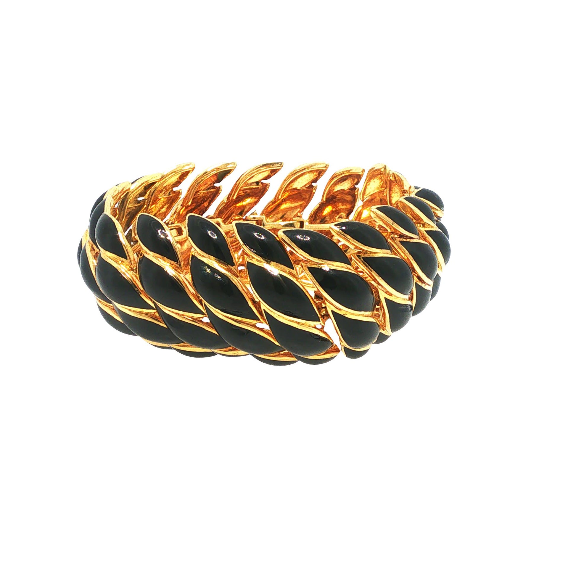 Vintage David Webb 18K Black Enamel Link Bracelet