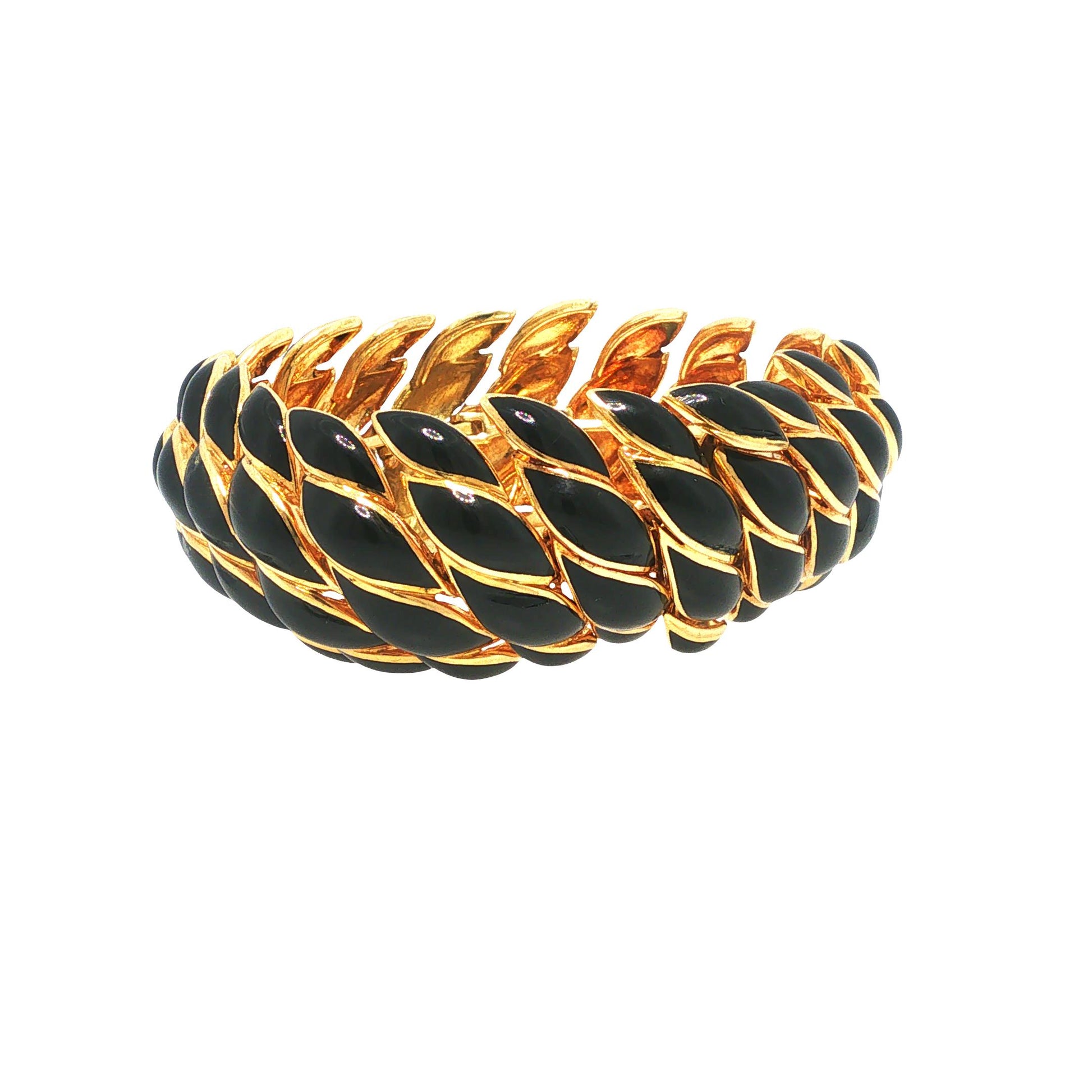 Vintage David Webb 18K Black Enamel Link Bracelet