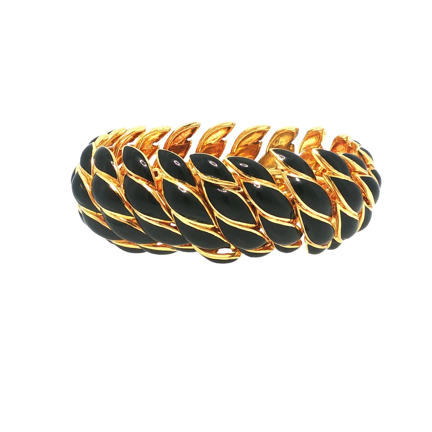 Vintage David Webb 18K Black Enamel Link Bracelet