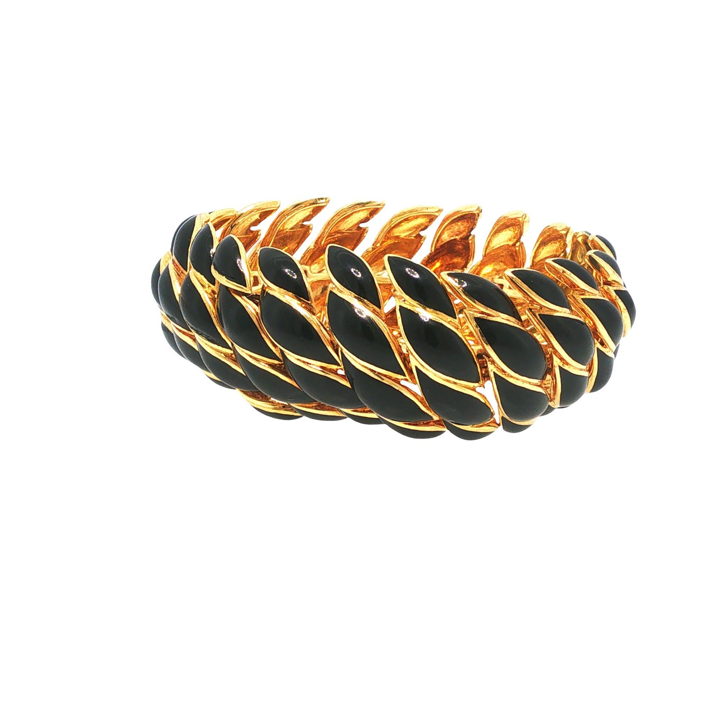 Vintage David Webb 18K Black Enamel Link Bracelet