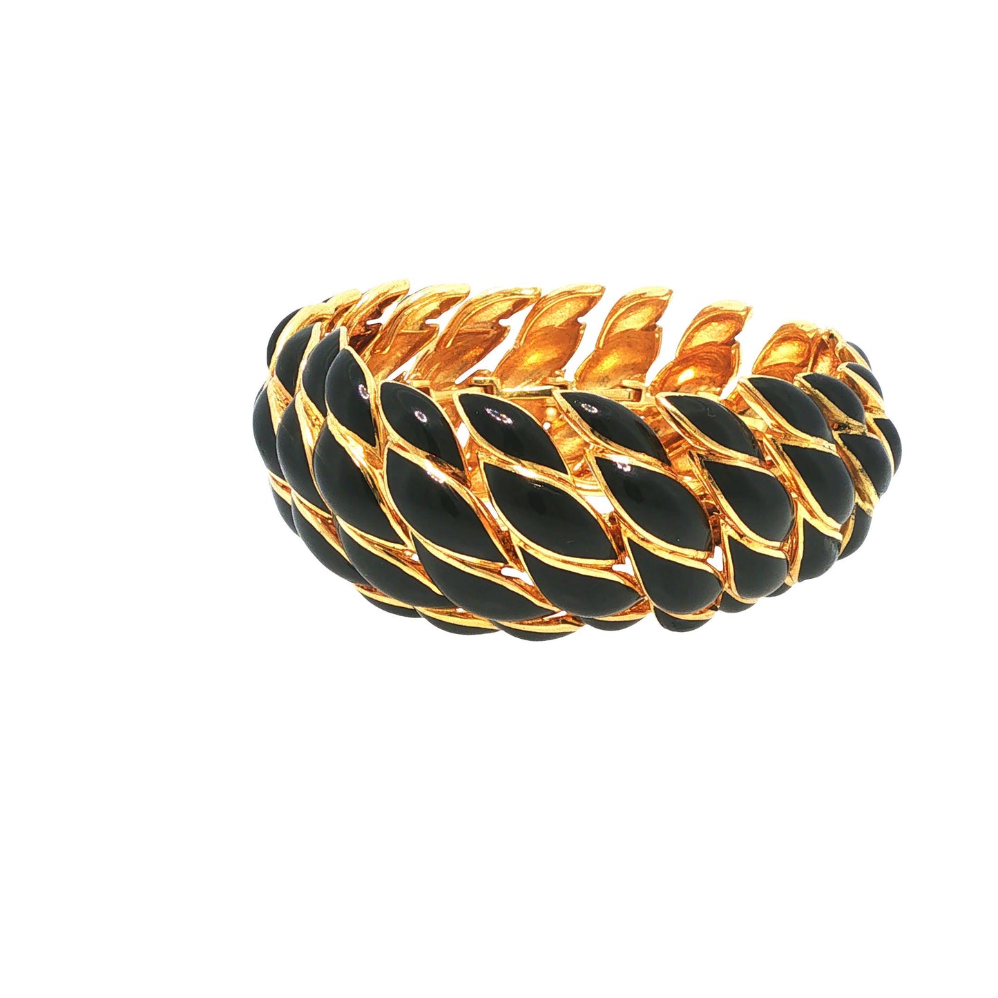 Vintage David Webb 18K Black Enamel Link Bracelet