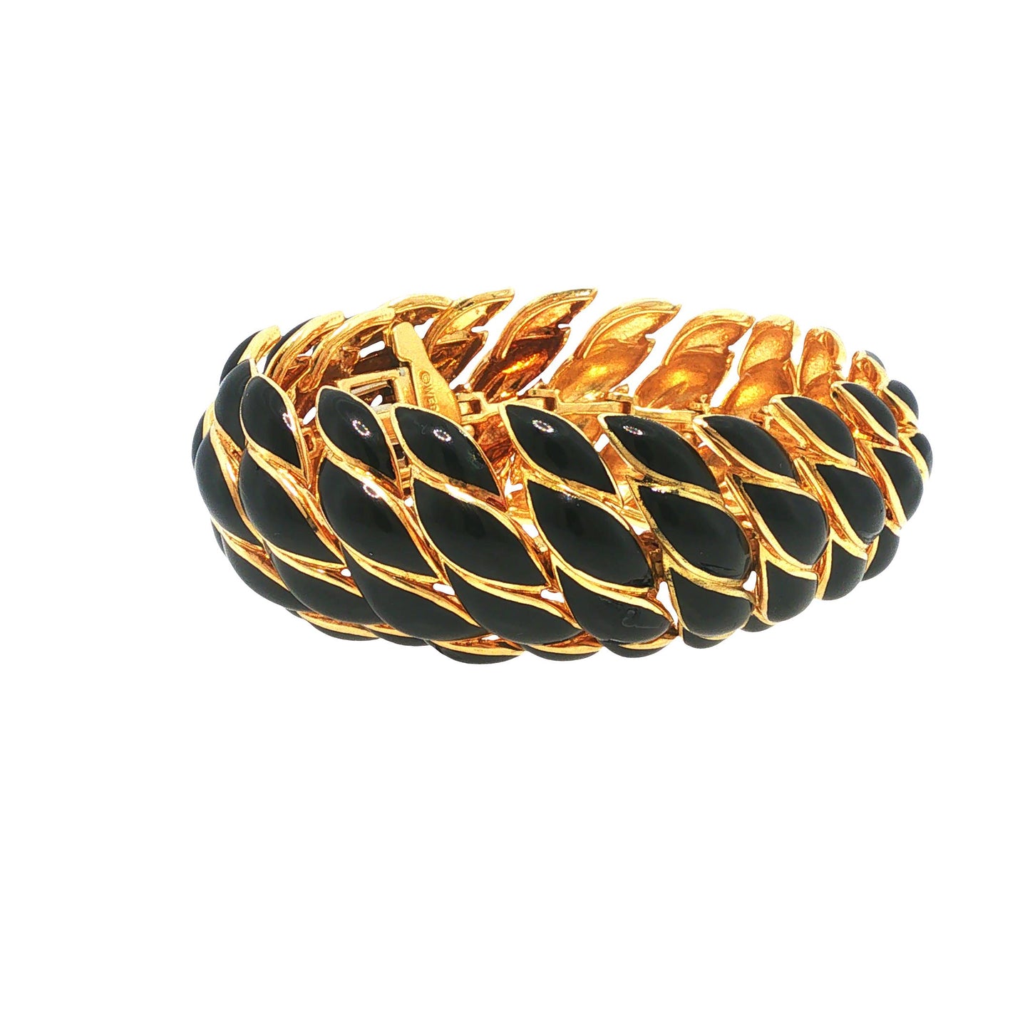 Vintage David Webb 18K Black Enamel Link Bracelet
