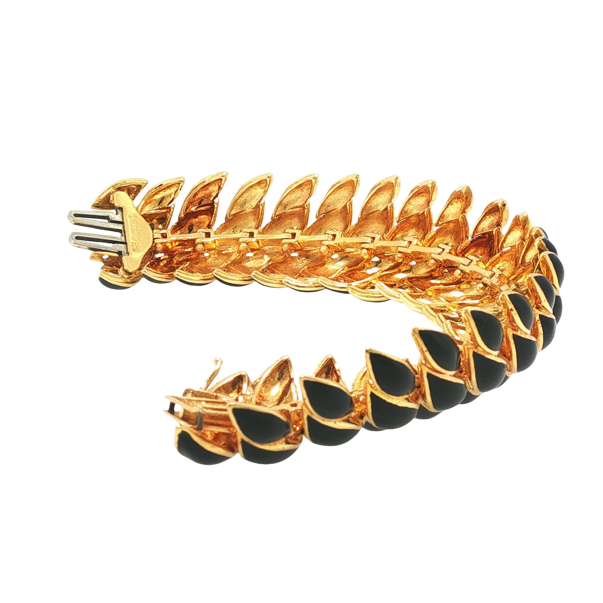 Vintage David Webb 18K Black Enamel Link Bracelet