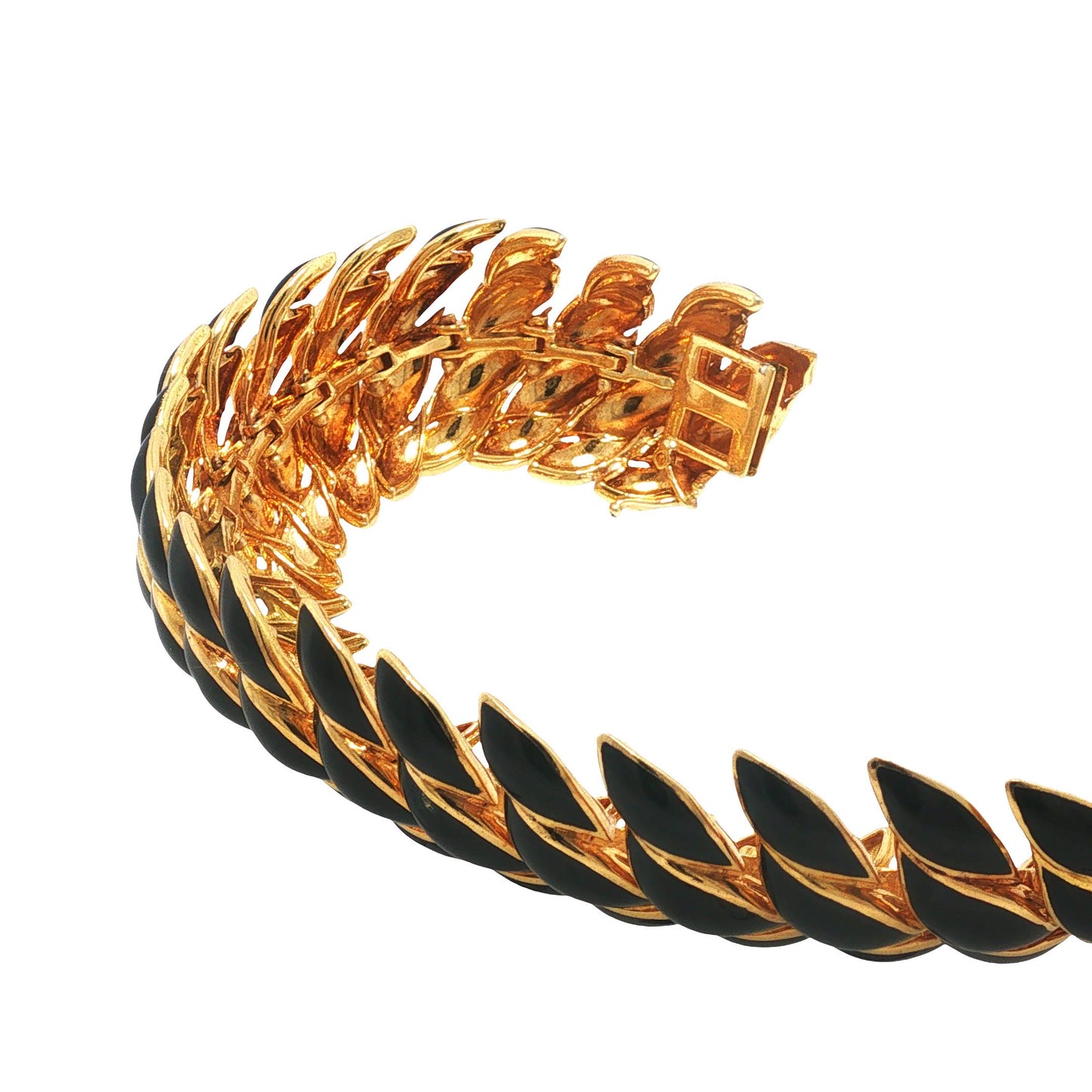 Vintage David Webb 18K Black Enamel Link Bracelet