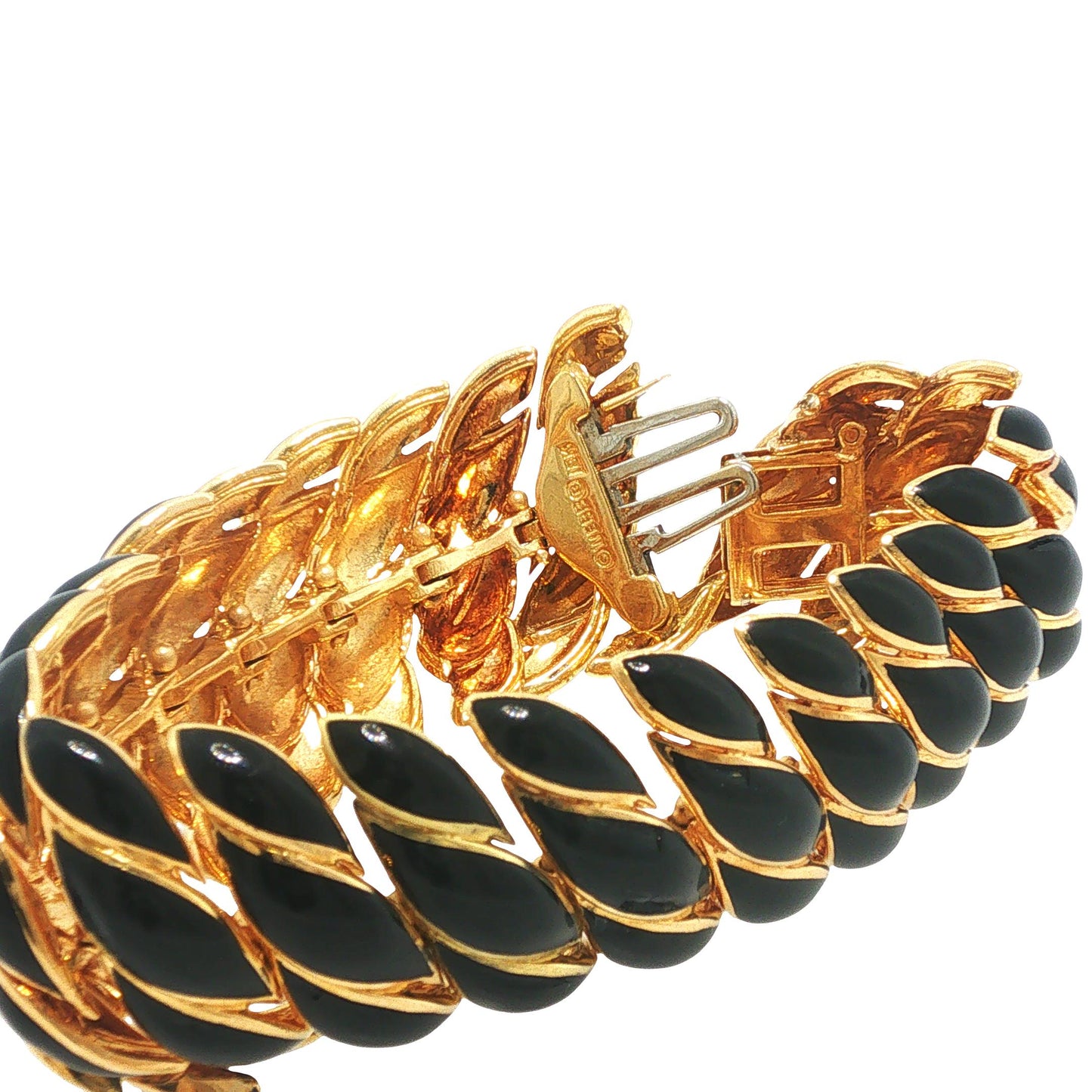 Vintage David Webb 18K Black Enamel Link Bracelet