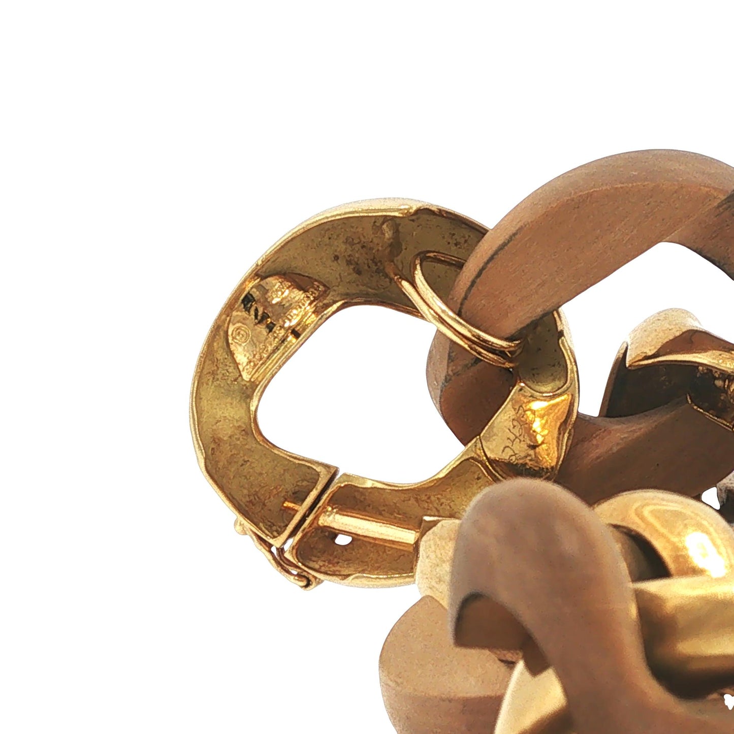 VINTAGE SEAMAN SCHEPPS 18K GOLD & WOOD CURB LINK BRACELET