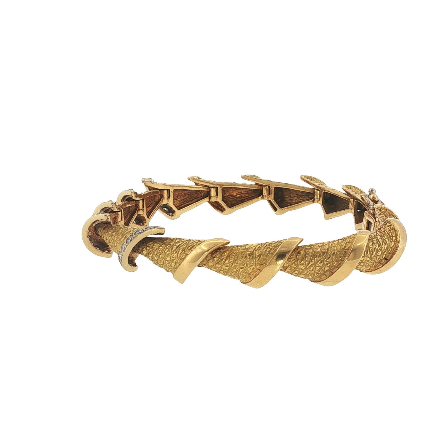 Vintage French 18K Yellow Gold Diamond Link Bracelet