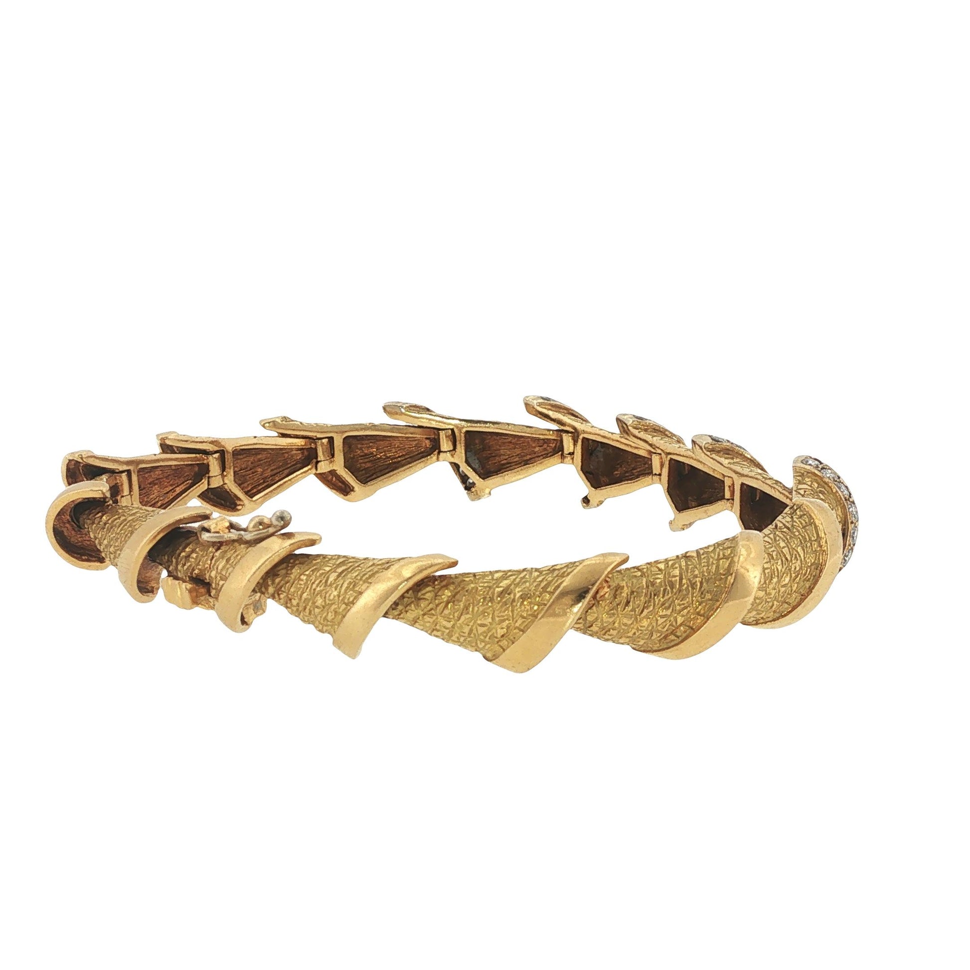 Vintage French 18K Yellow Gold Diamond Link Bracelet