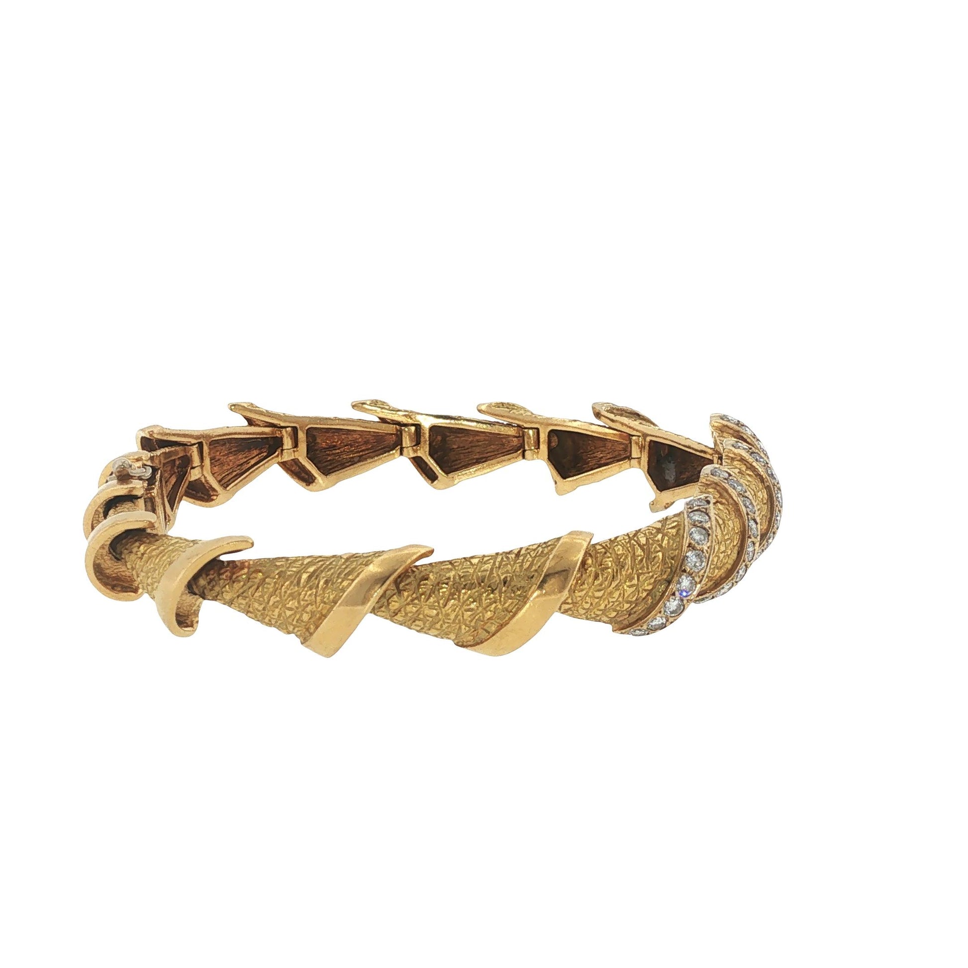 Vintage French 18K Yellow Gold Diamond Link Bracelet