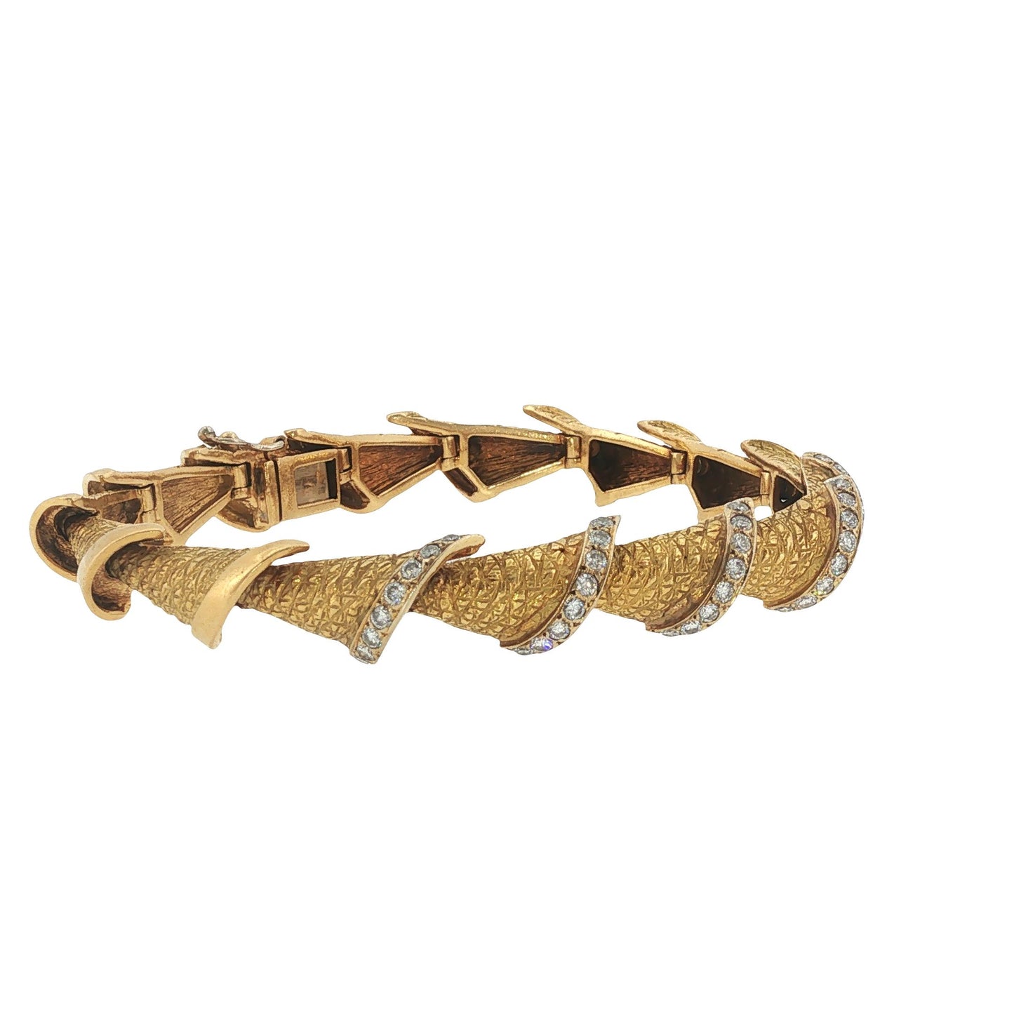 Vintage French 18K Yellow Gold Diamond Link Bracelet