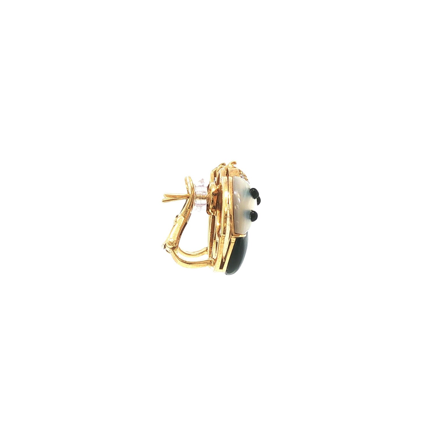 Vintage De Grisgono 18K Mother-of-Pearl Onyx & Diamond Lady Bug Earrings