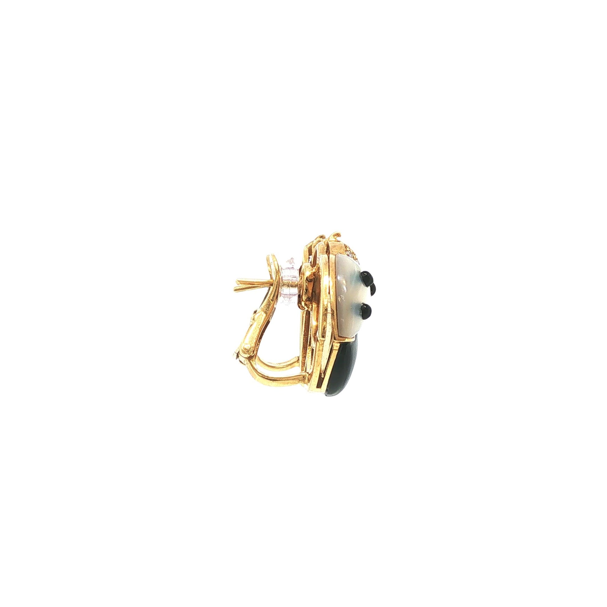 Vintage De Grisgono 18K Mother-of-Pearl Onyx & Diamond Lady Bug Earrings