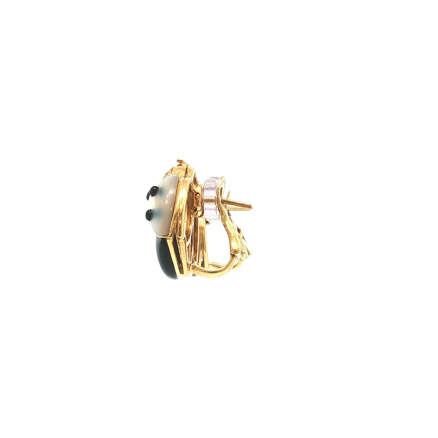 Vintage De Grisgono 18K Mother-of-Pearl Onyx & Diamond Lady Bug Earrings