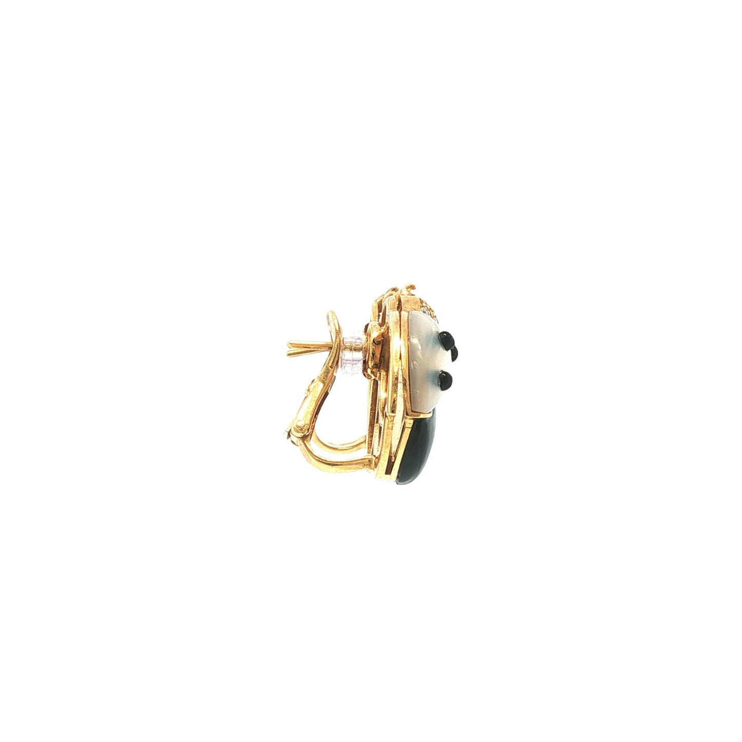 Vintage De Grisgono 18K Mother-of-Pearl Onyx & Diamond Lady Bug Earrings