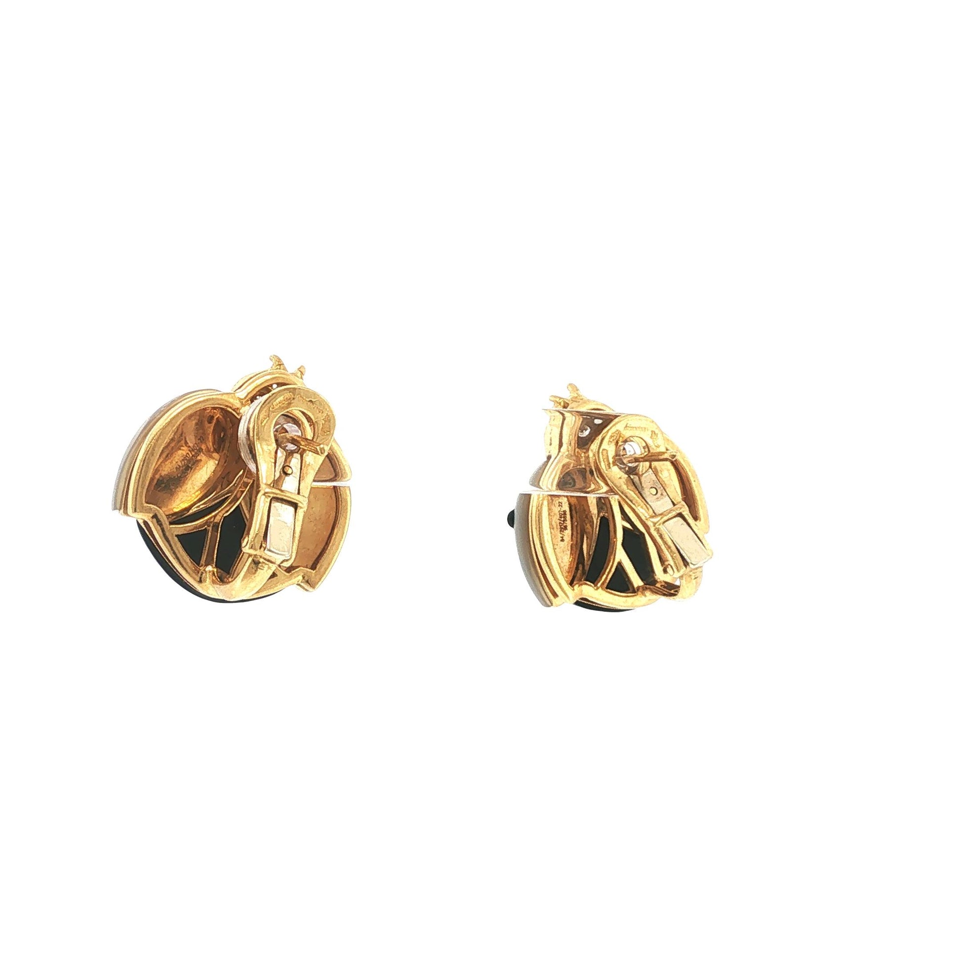 Vintage De Grisgono 18K Mother-of-Pearl Onyx & Diamond Lady Bug Earrings