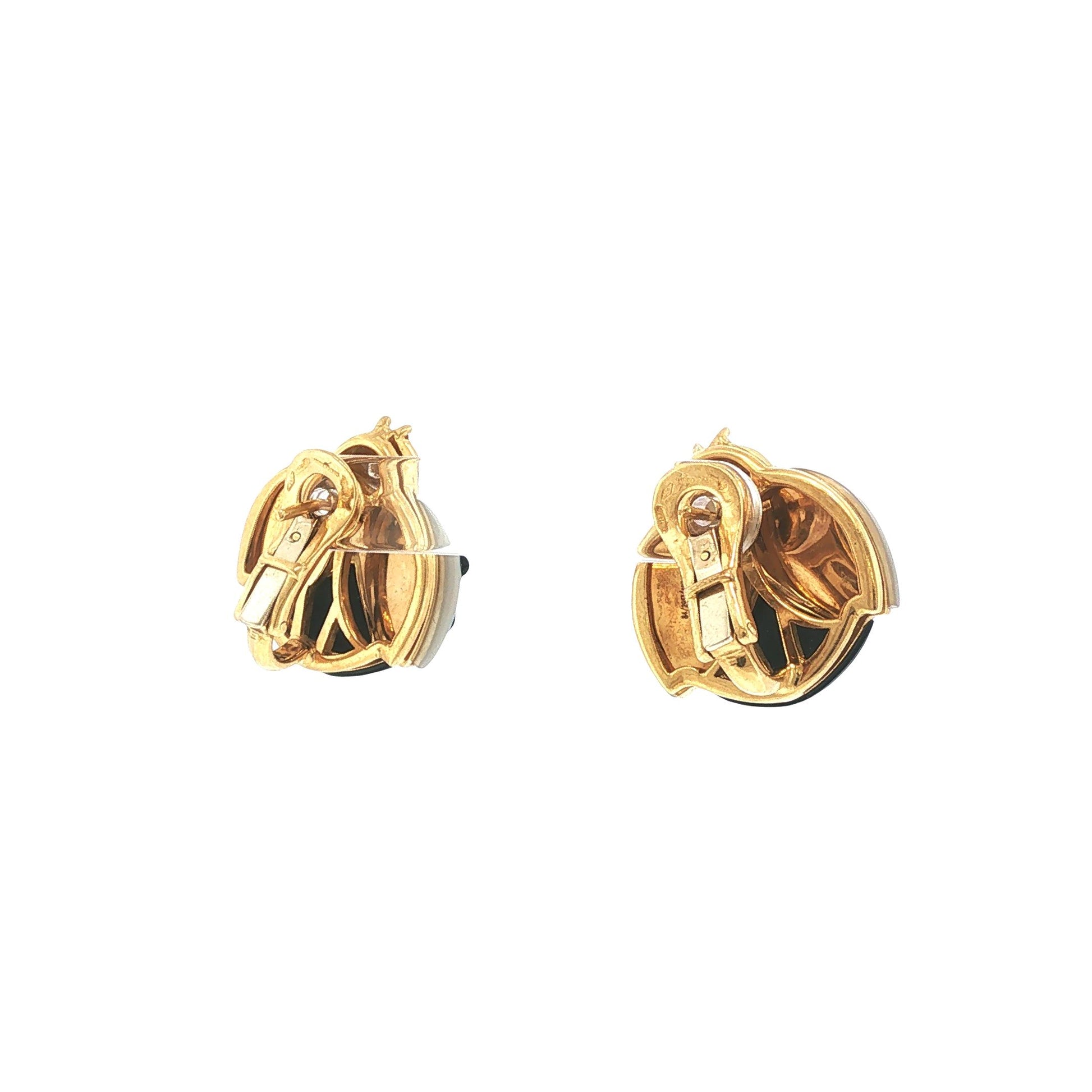 Vintage De Grisgono 18K Mother-of-Pearl Onyx & Diamond Lady Bug Earrings