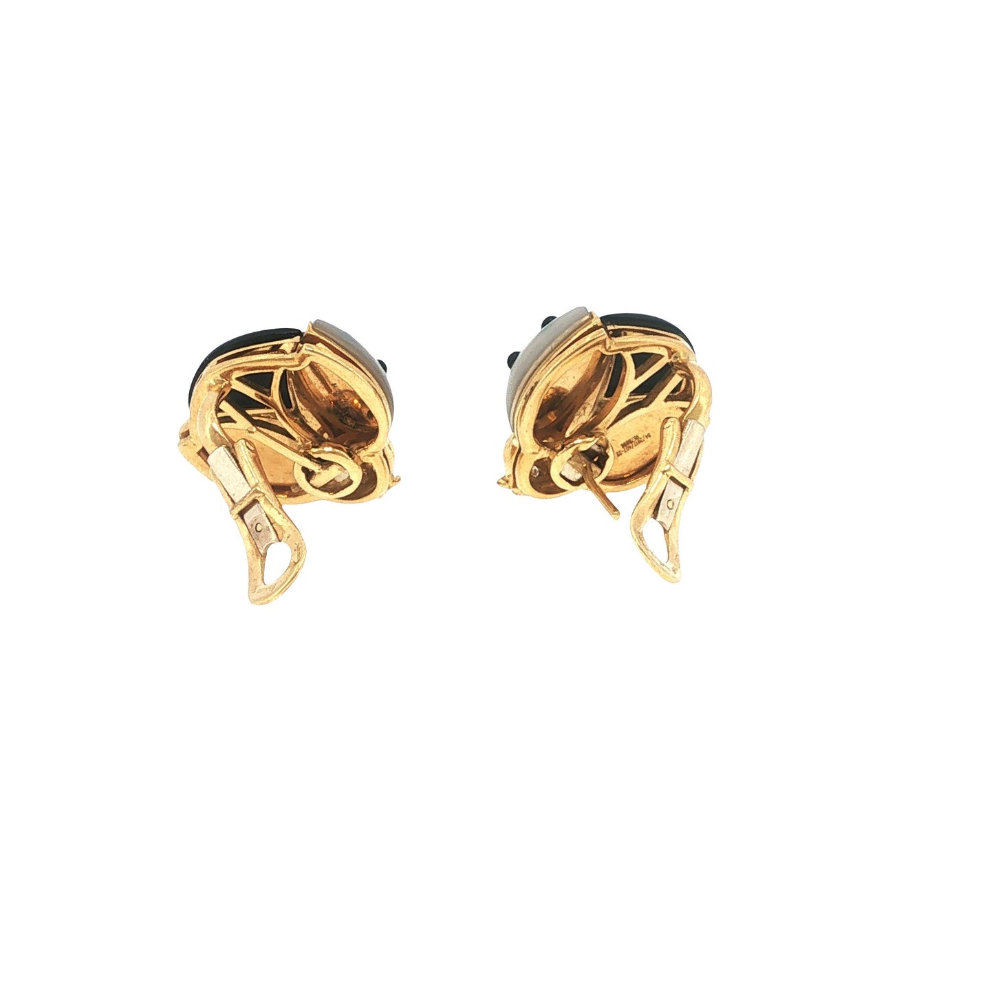 Vintage De Grisgono 18K Mother-of-Pearl Onyx & Diamond Lady Bug Earrings
