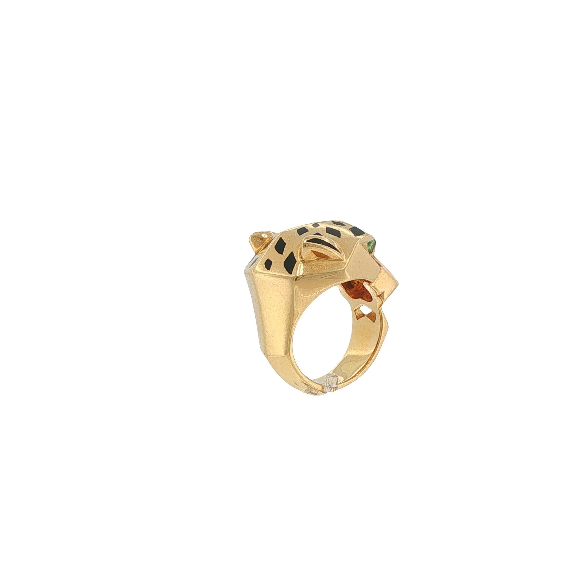 Cartier Panthère 18K Gold Tsavorite Garnet & Onyx Ring, Size 51