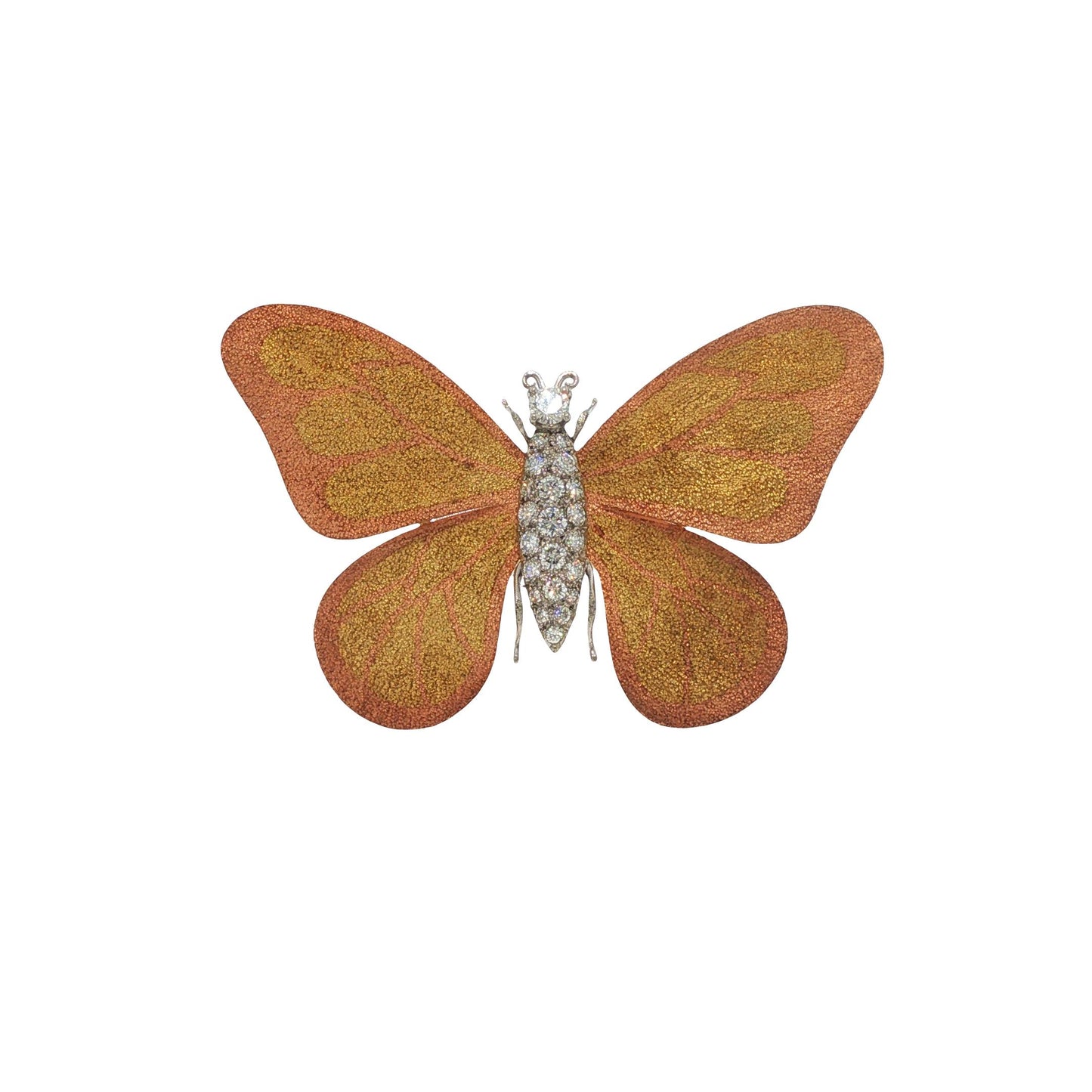 Vintage 18K Gold Diamond Butterfly Brooch
