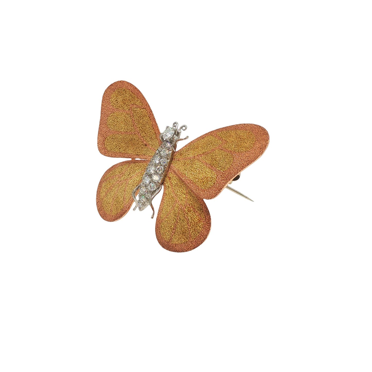 Vintage 18K Gold Diamond Butterfly Brooch
