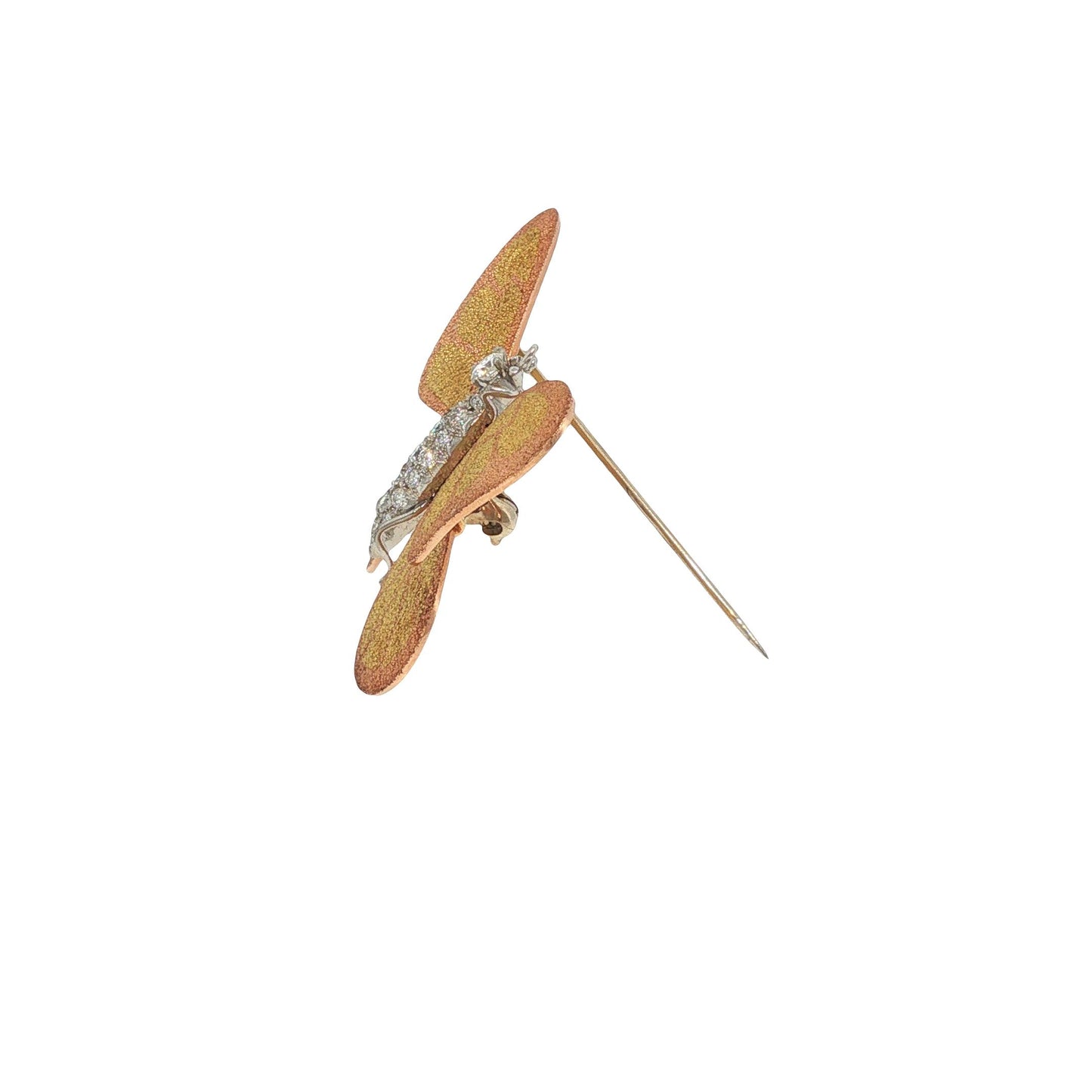 Vintage 18K Gold Diamond Butterfly Brooch