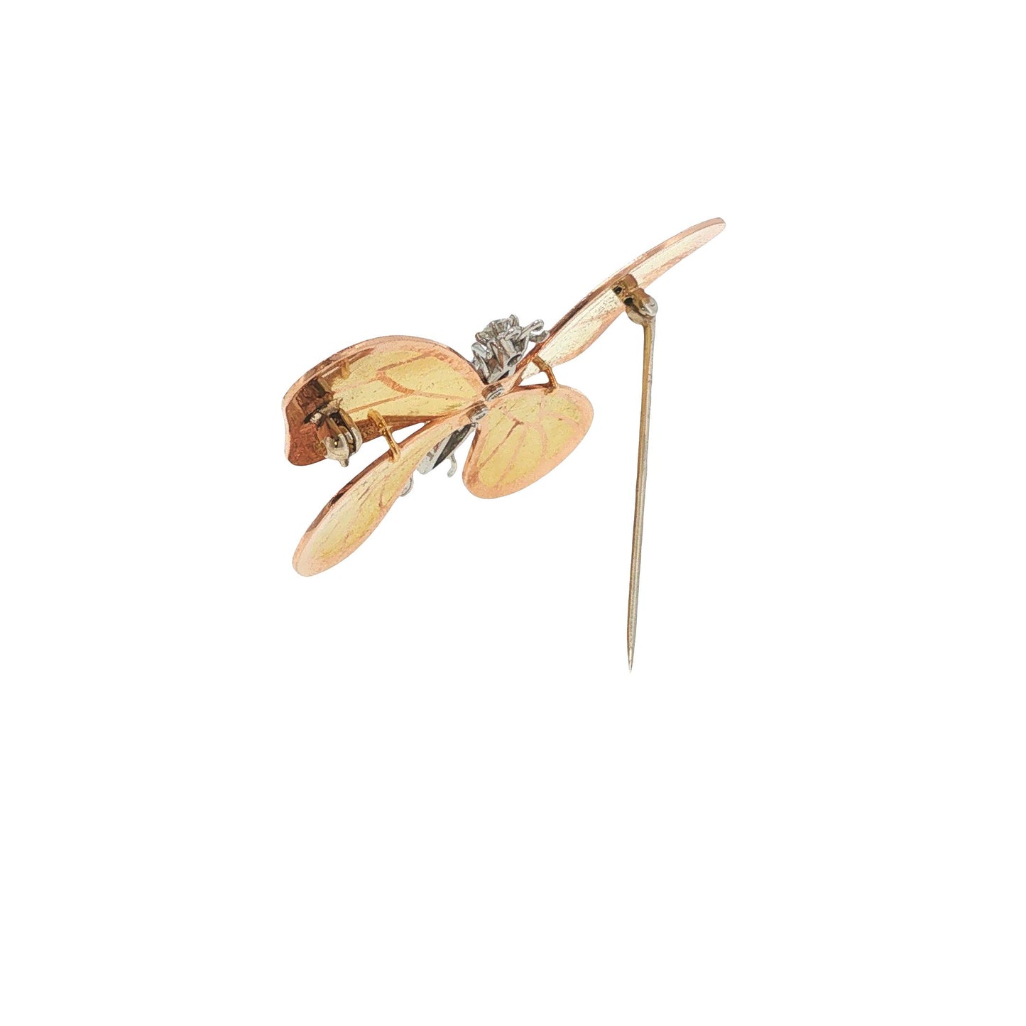 Vintage 18K Gold Diamond Butterfly Brooch