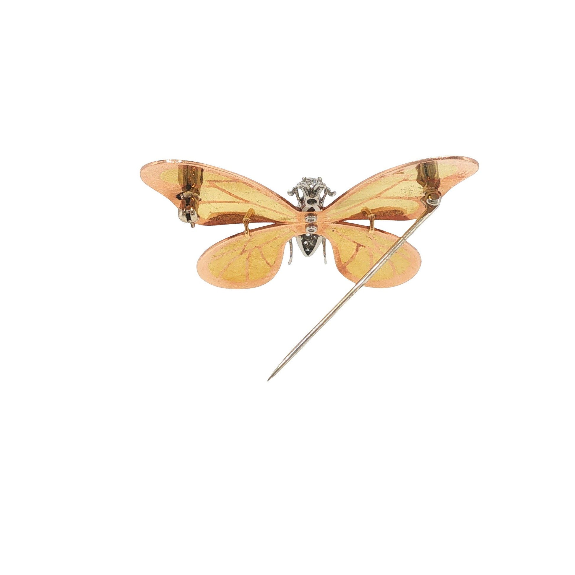 Vintage 18K Gold Diamond Butterfly Brooch