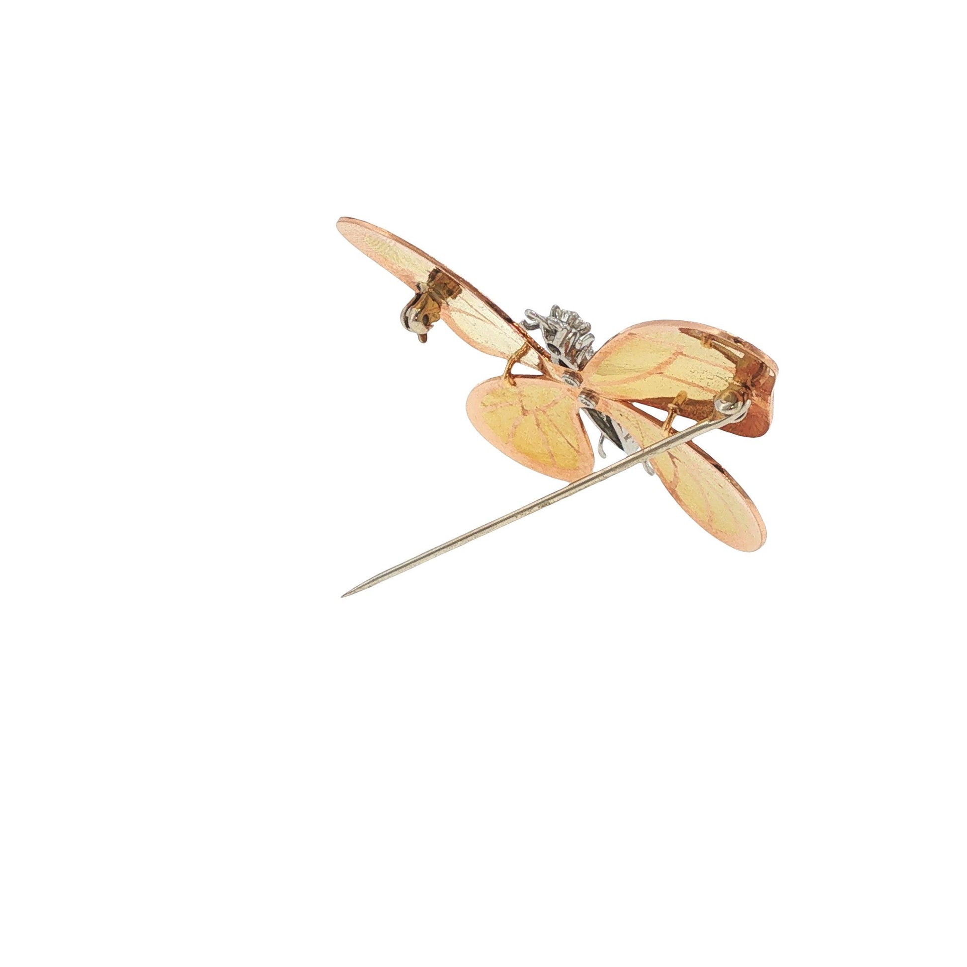 Vintage 18K Gold Diamond Butterfly Brooch