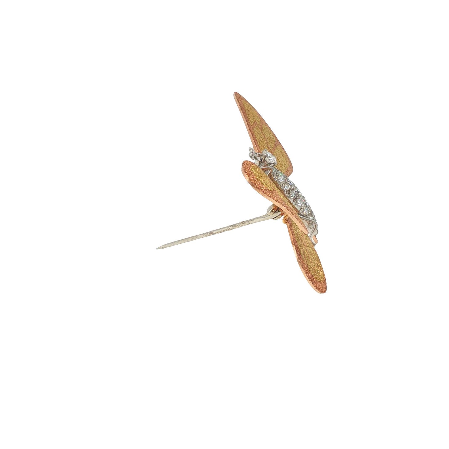 Vintage 18K Gold Diamond Butterfly Brooch